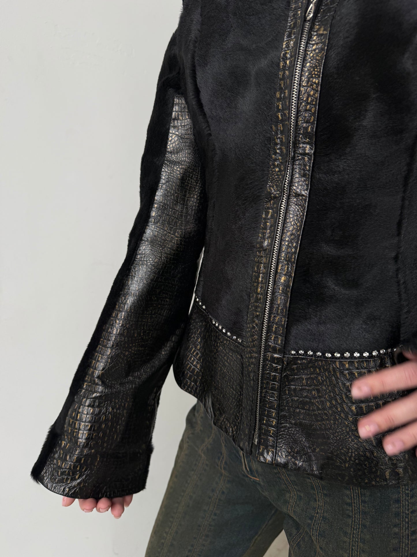 Vintage fitted leather jacket TWINKLING GLOBAL
