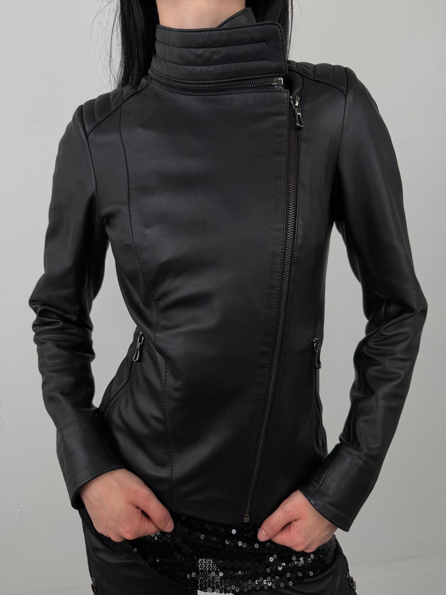 Vintage leather transformable jacket TWINKLING GLOBAL
