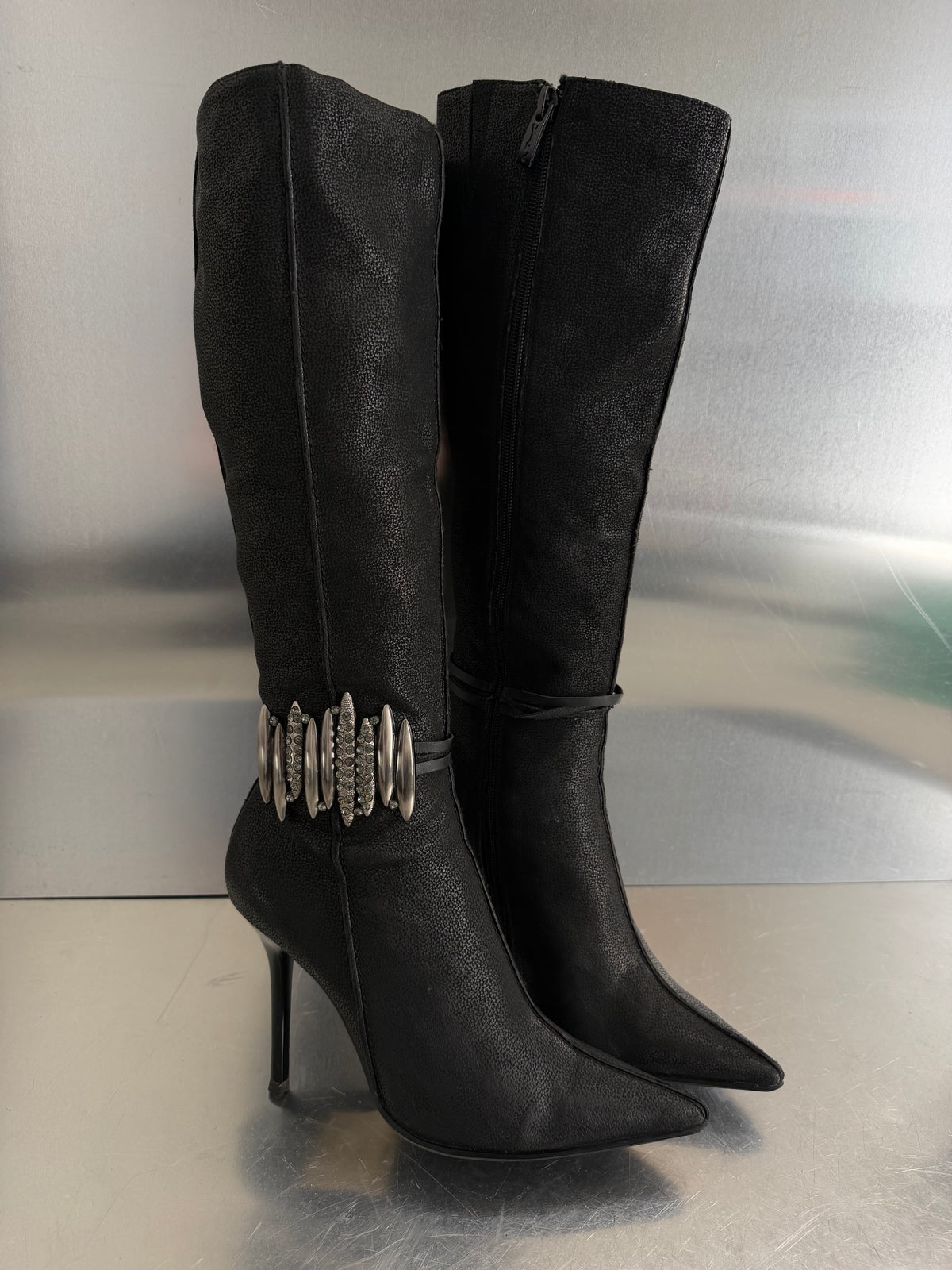 Basconi leather ankle boots with rhinestone detail TWINKLING GLOBAL