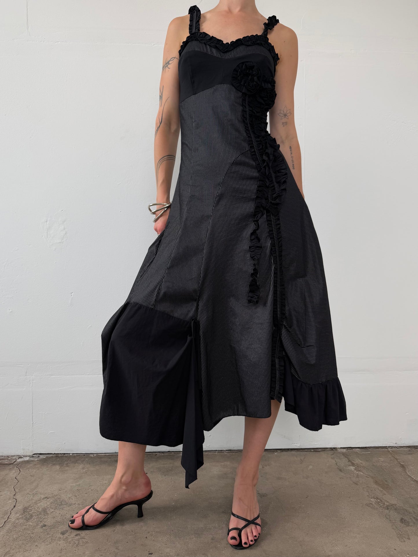 Pinstripe asymmetrical dress TWINKLING GLOBAL