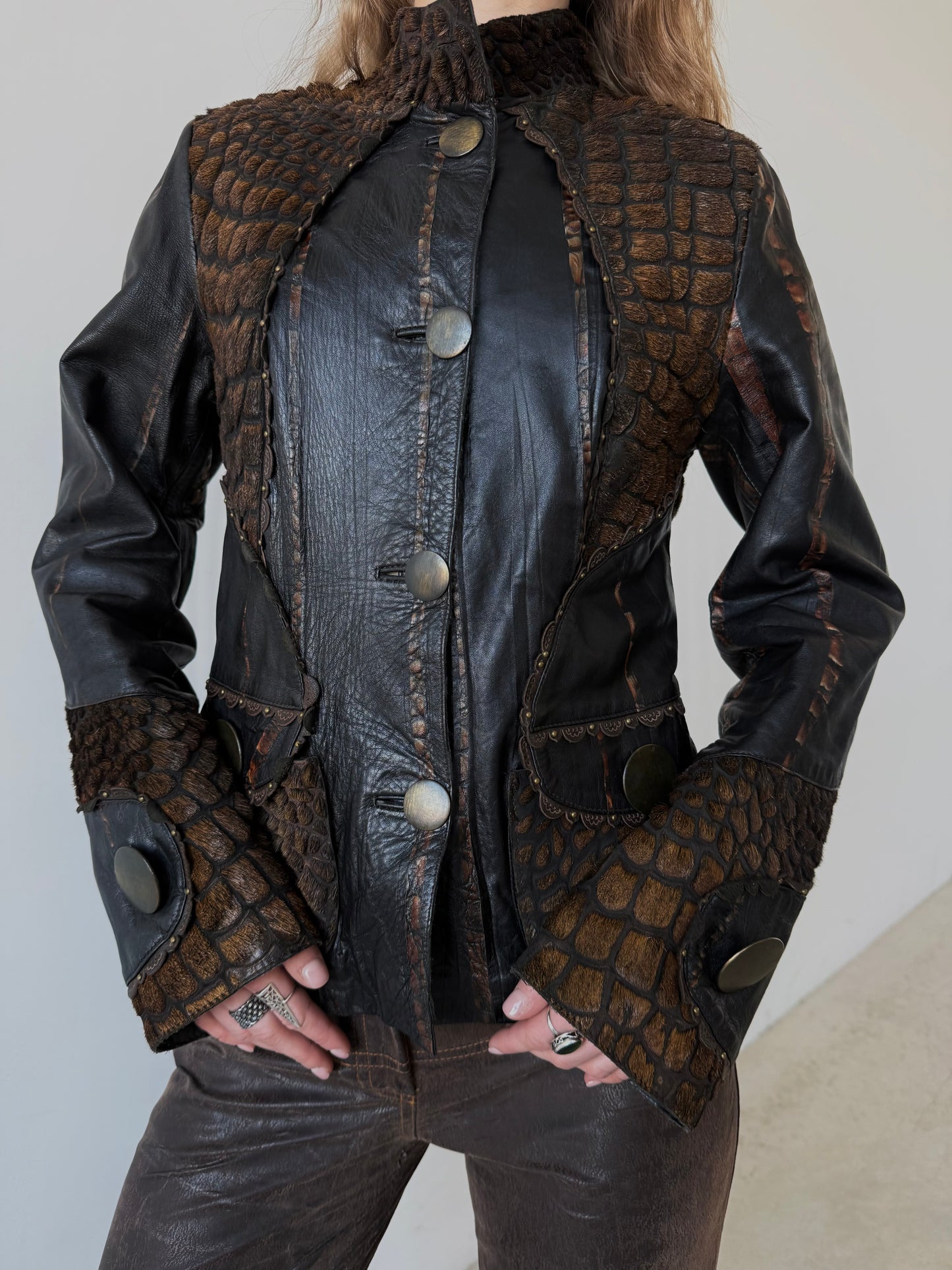 Vintage unique leather jacket TWINKLING GLOBAL