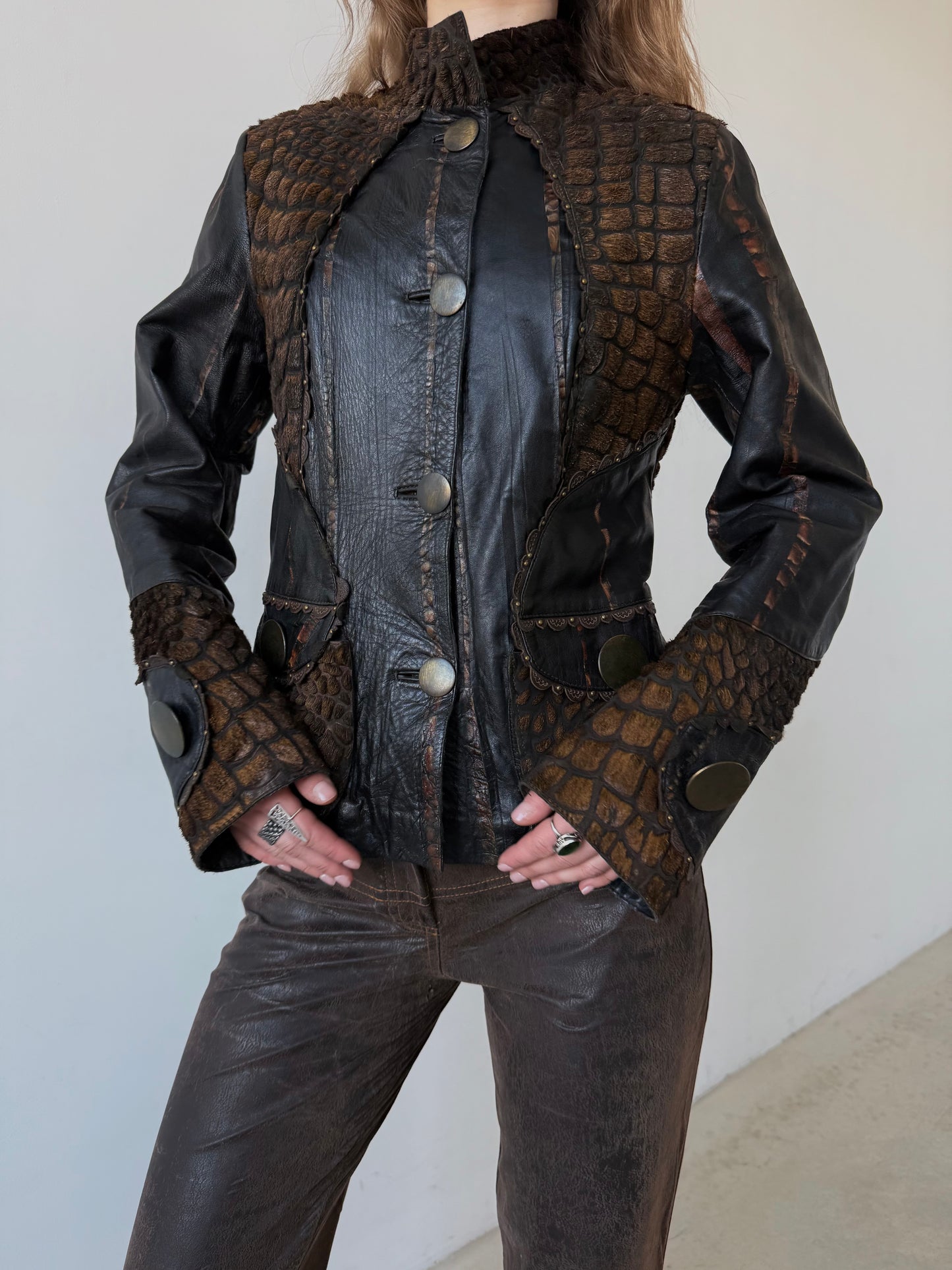 Vintage unique leather jacket TWINKLING GLOBAL