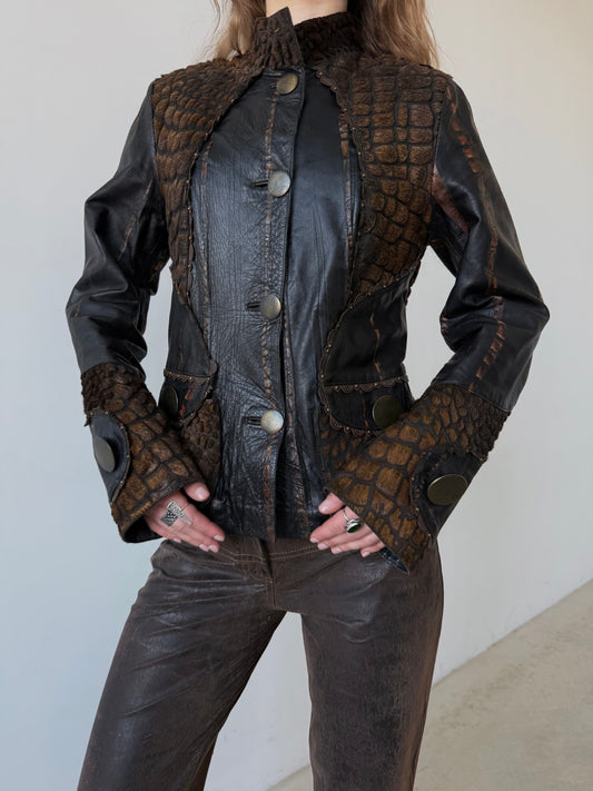Vintage unique leather jacket TWINKLING GLOBAL