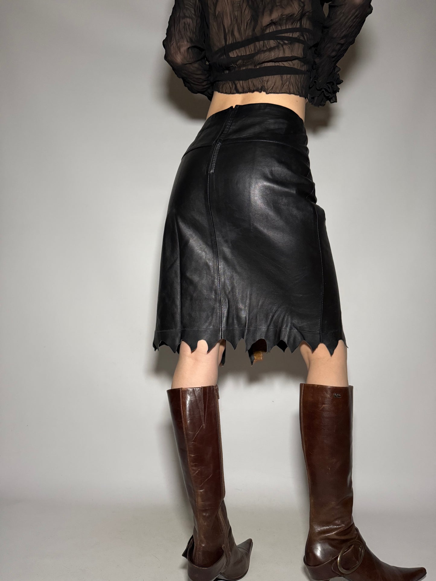 Vintage Leather Skirt - TWINKLING GLOBAL