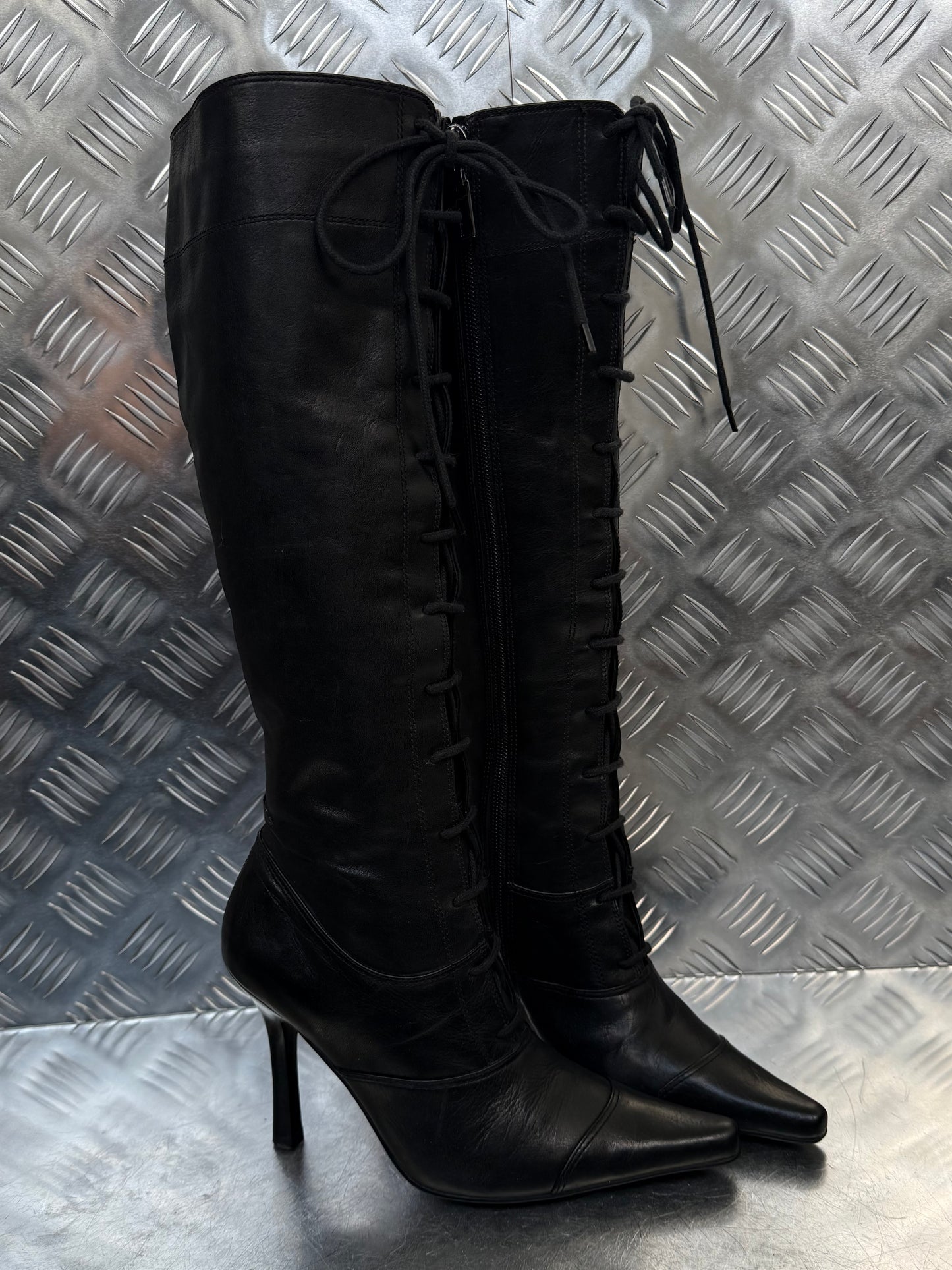 Vintage leather lace-up boots River Island TWINKLING GLOBAL