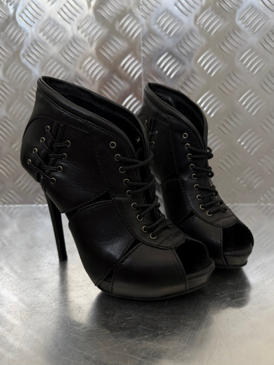 Alexander McQueen leather lace-up ankle heels TWINKLING GLOBAL