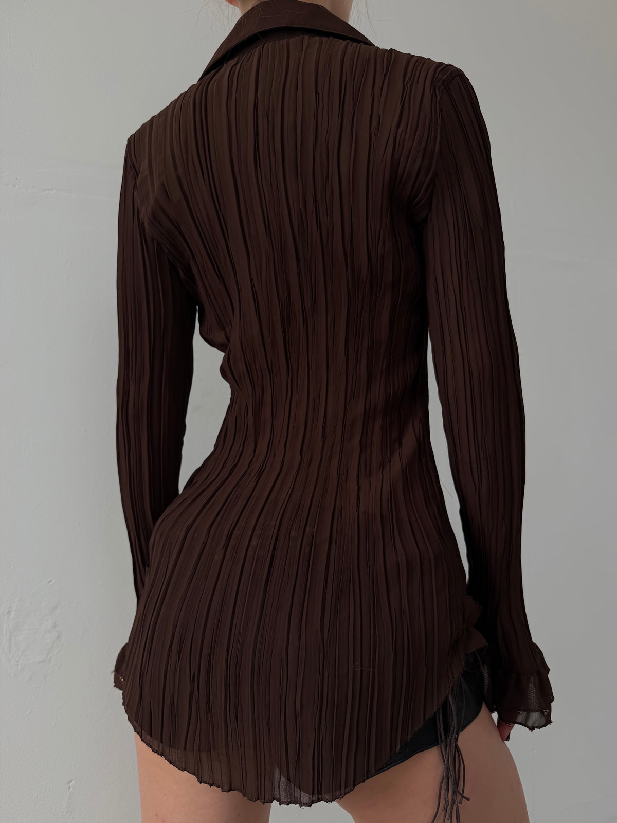 Vintage brown ruffle blouse TWINKLING GLOBAL