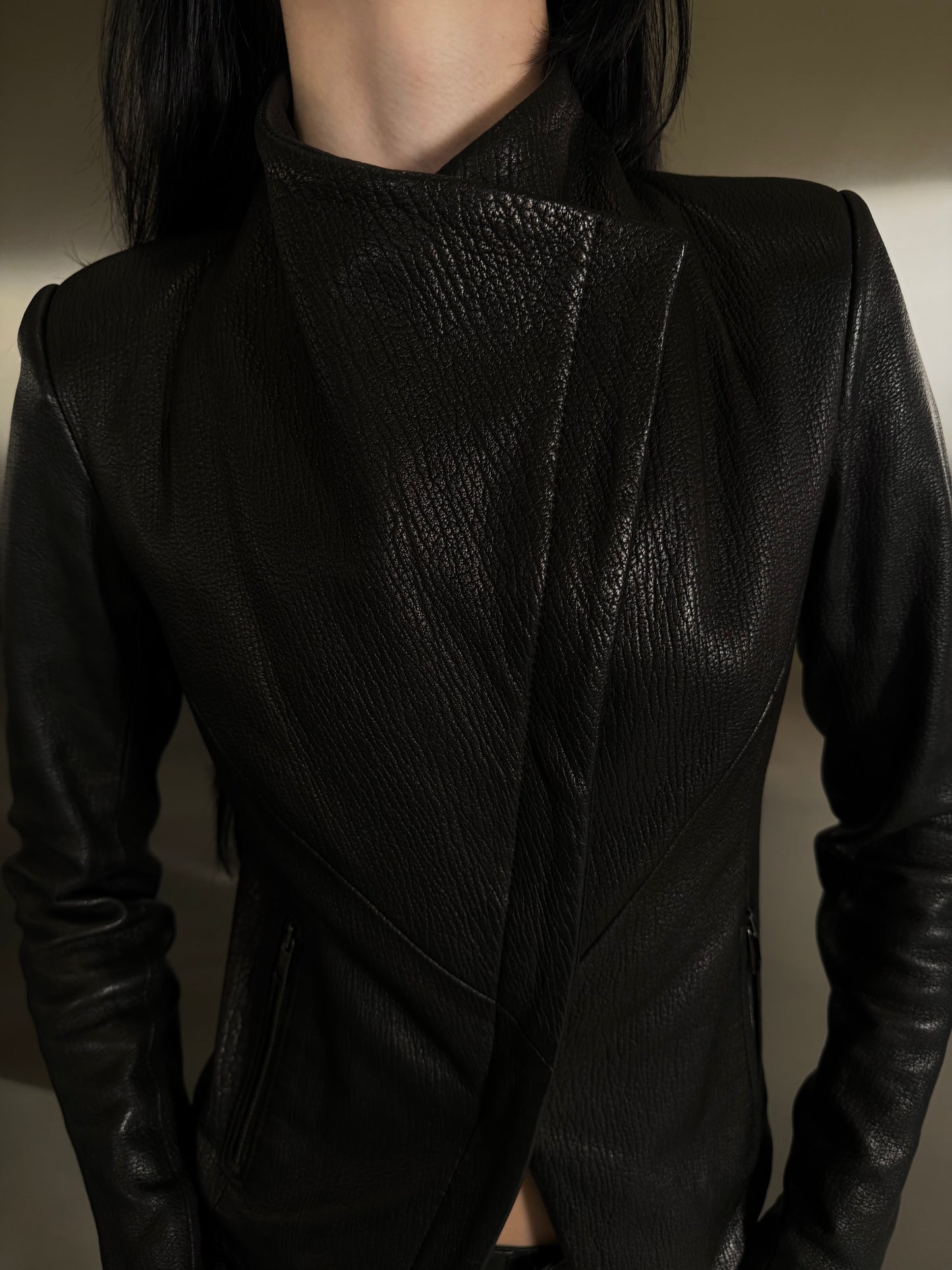 Vintage asymmetrical leather jacket TWINKLING GLOBAL