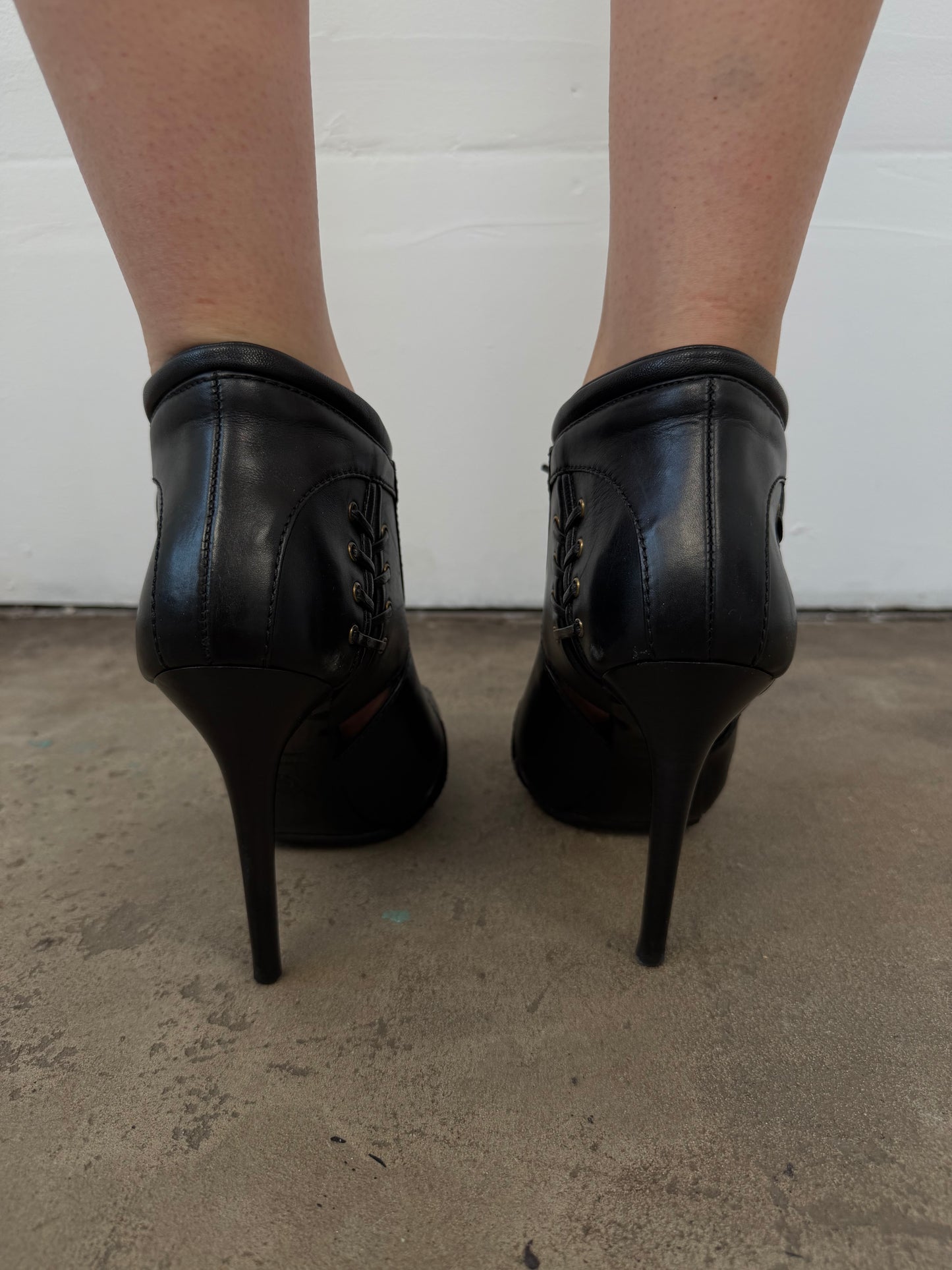 Alexander McQueen leather lace-up ankle heels TWINKLING GLOBAL