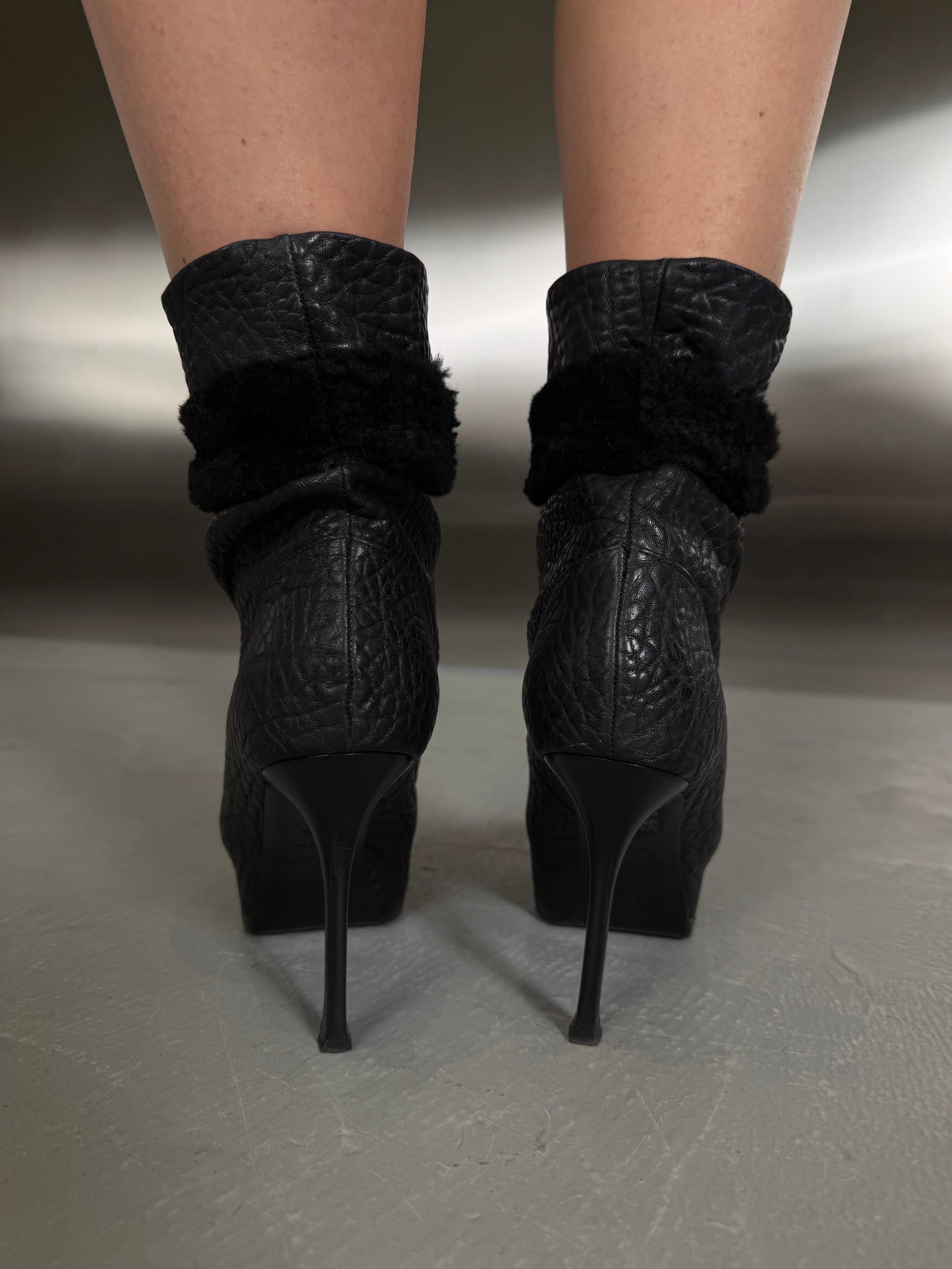 Yves Saint Laurent embossed leather ankle boots TWINKLING GLOBAL