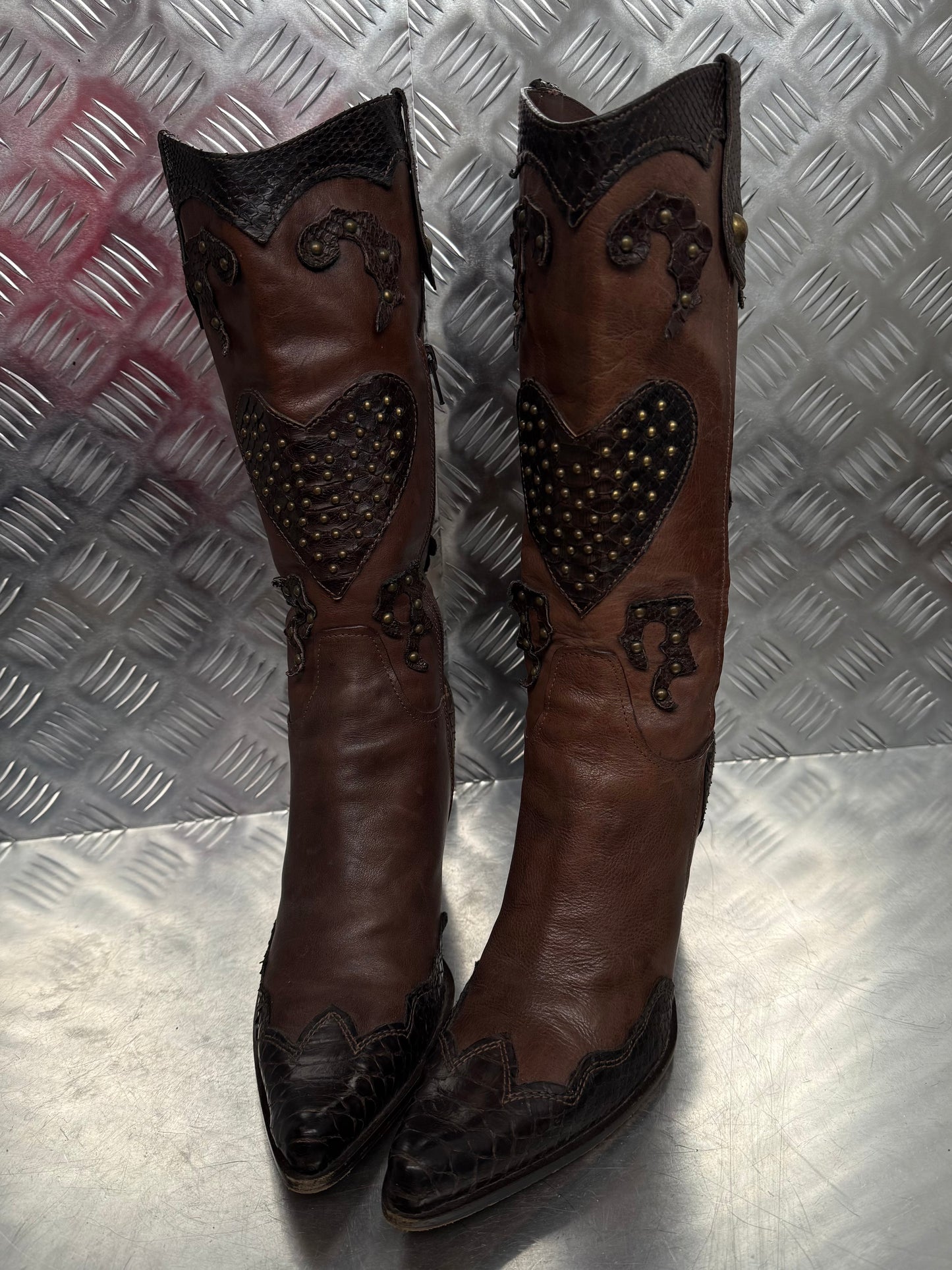 Vintage Italian leather cowboy boots TWINKLING GLOBAL