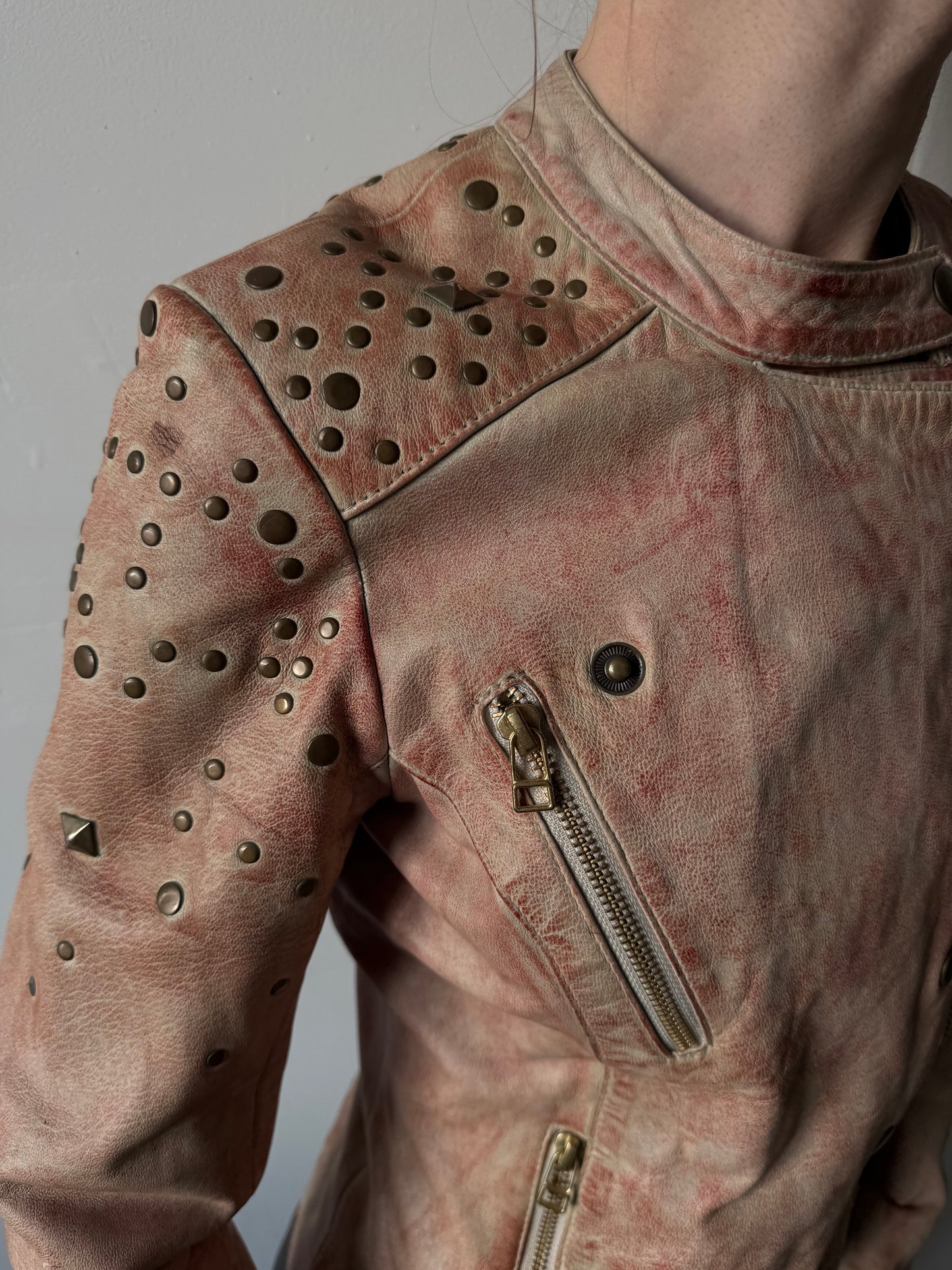Vintage leather jacket with studs TWINKLING GLOBAL