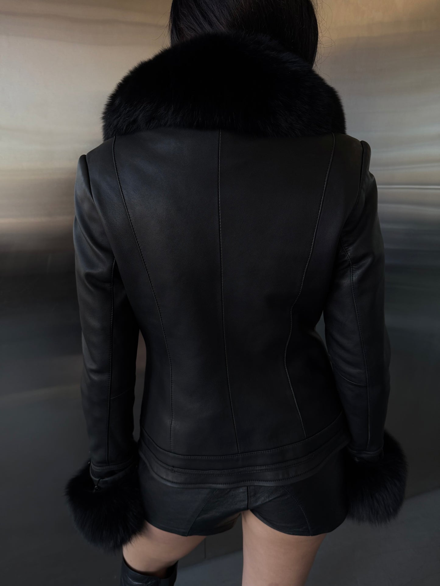 Vintage leather transformable coat jacket TWINKLING GLOBAL