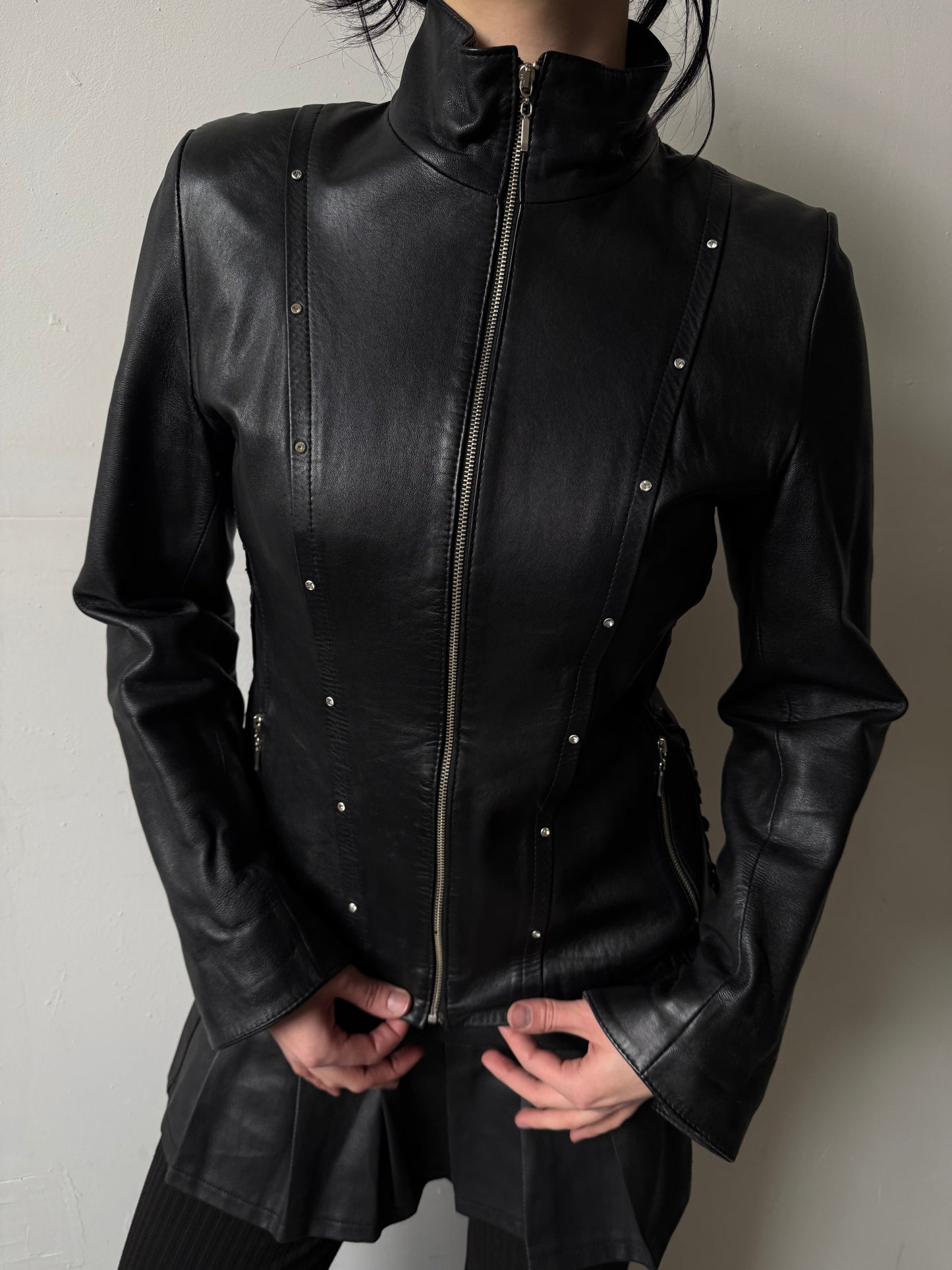Vintage fitted leather jacket TWINKLING GLOBAL