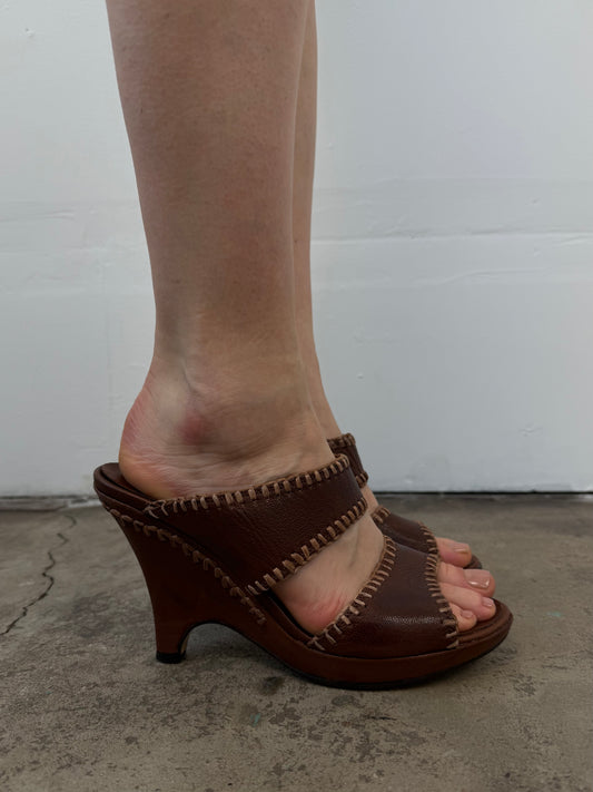 Vintage Italian leather platform mules TWINKLING GLOBAL