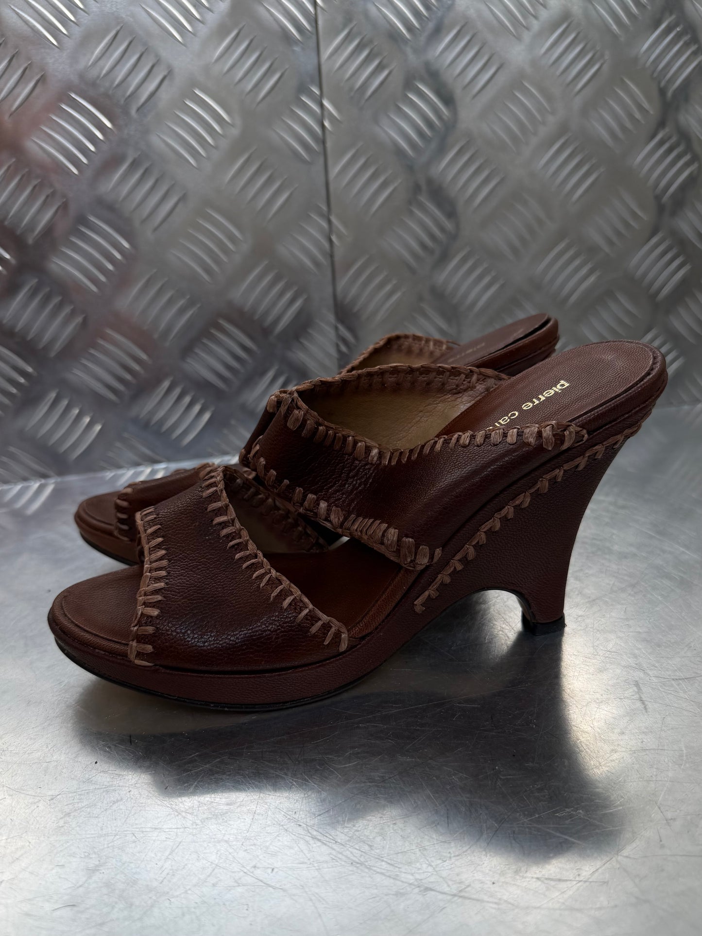 Vintage Italian leather platform mules TWINKLING GLOBAL