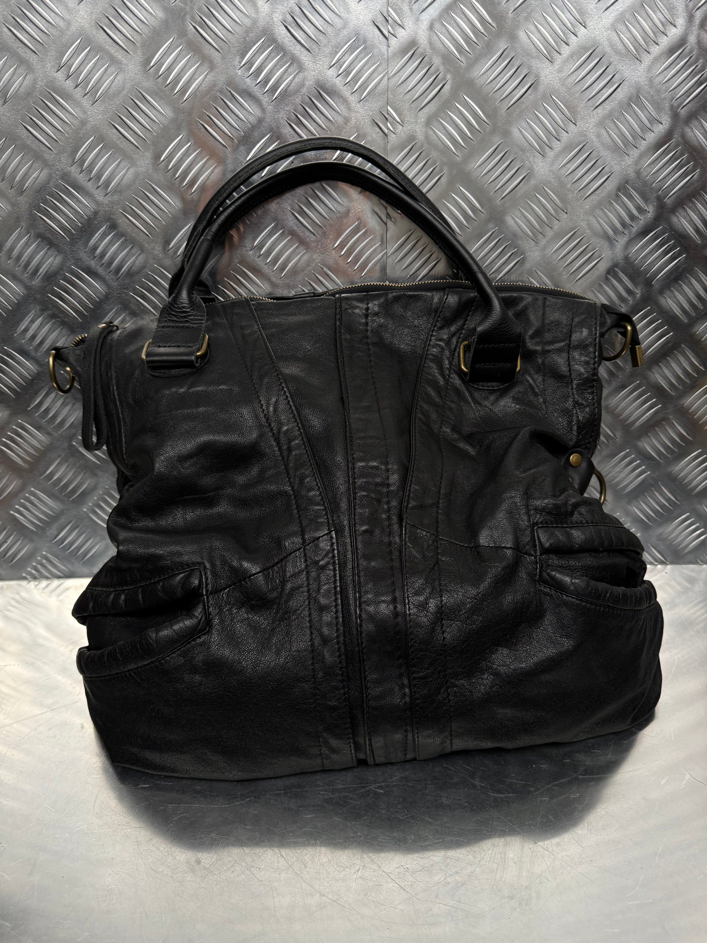 Vintage large soft leather bag TWINKLING GLOBAL