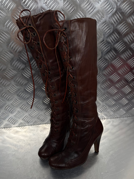 Vintage lace-up leather boots TWINKLING GLOBAL