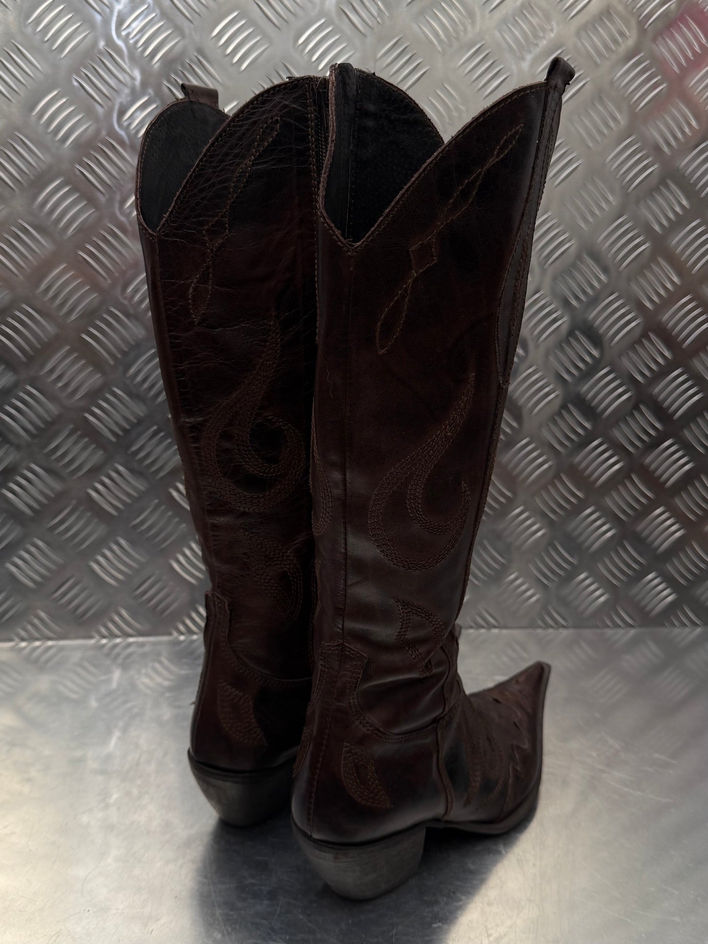 Vintage Italian leather cowboy boots TWINKLING GLOBAL