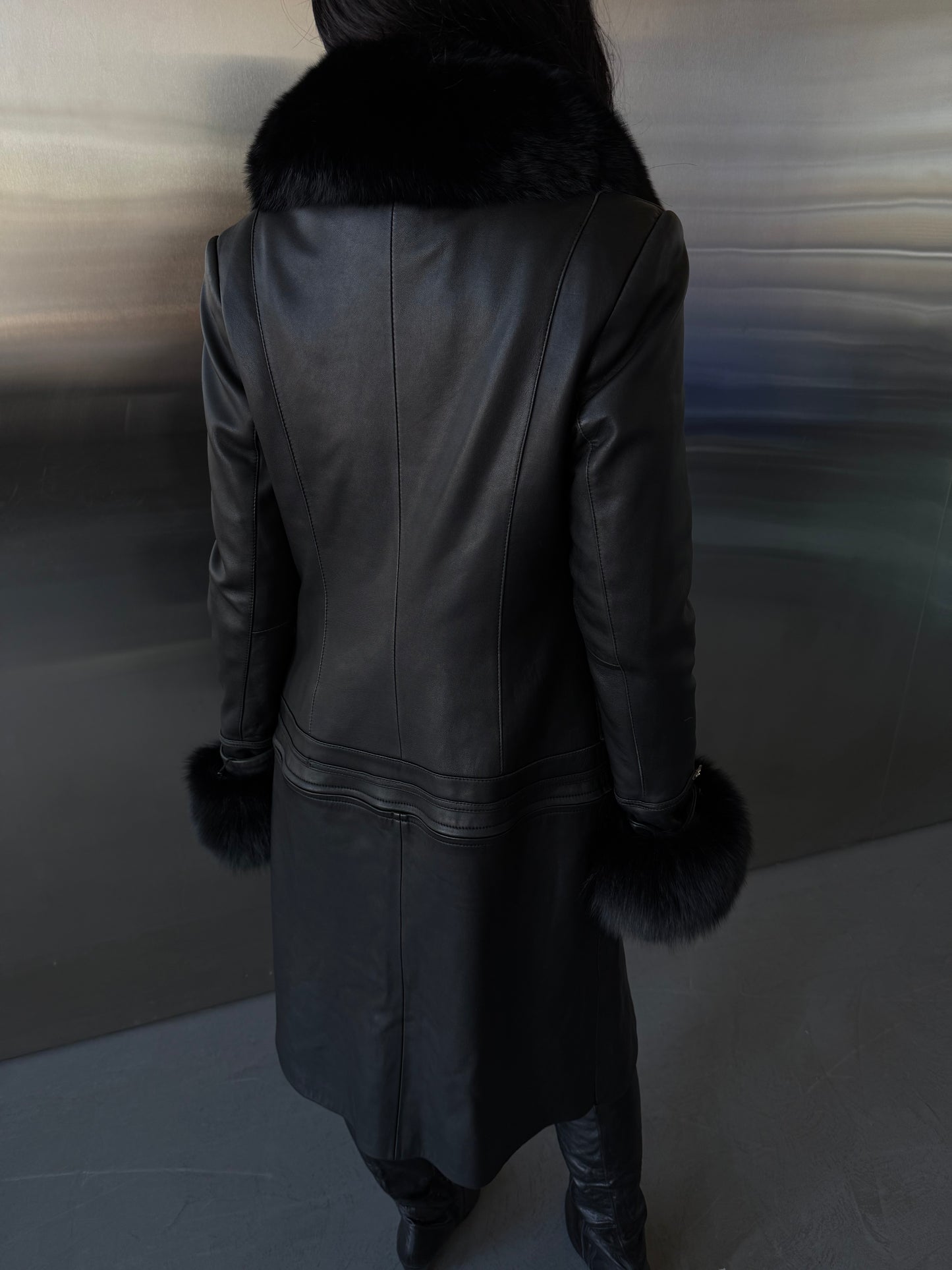 Vintage leather transformable coat jacket TWINKLING GLOBAL