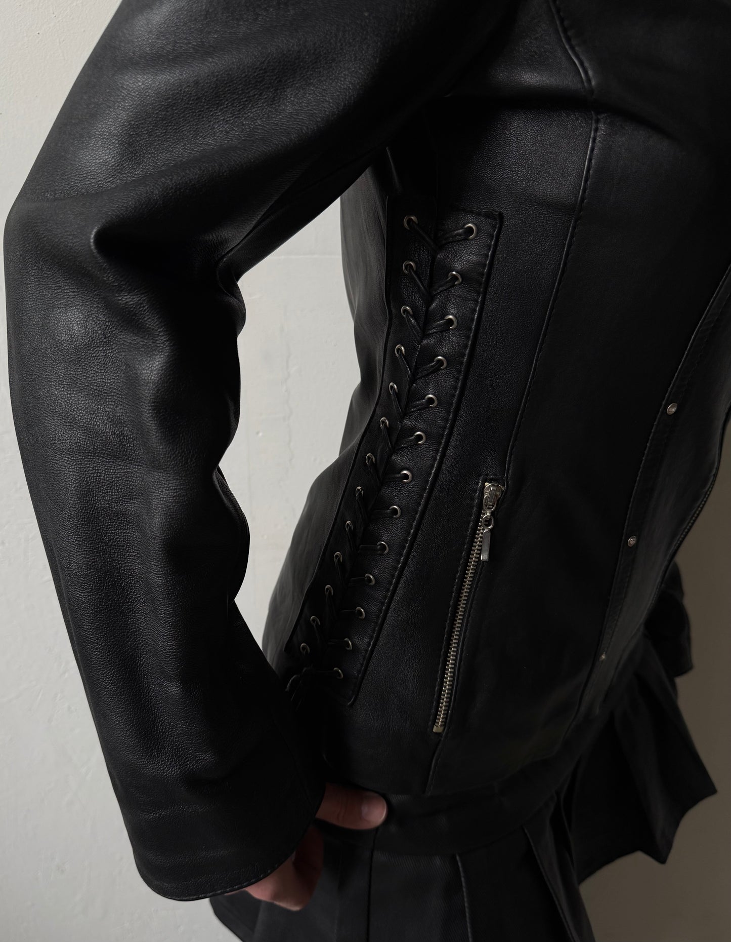 Vintage fitted leather jacket TWINKLING GLOBAL