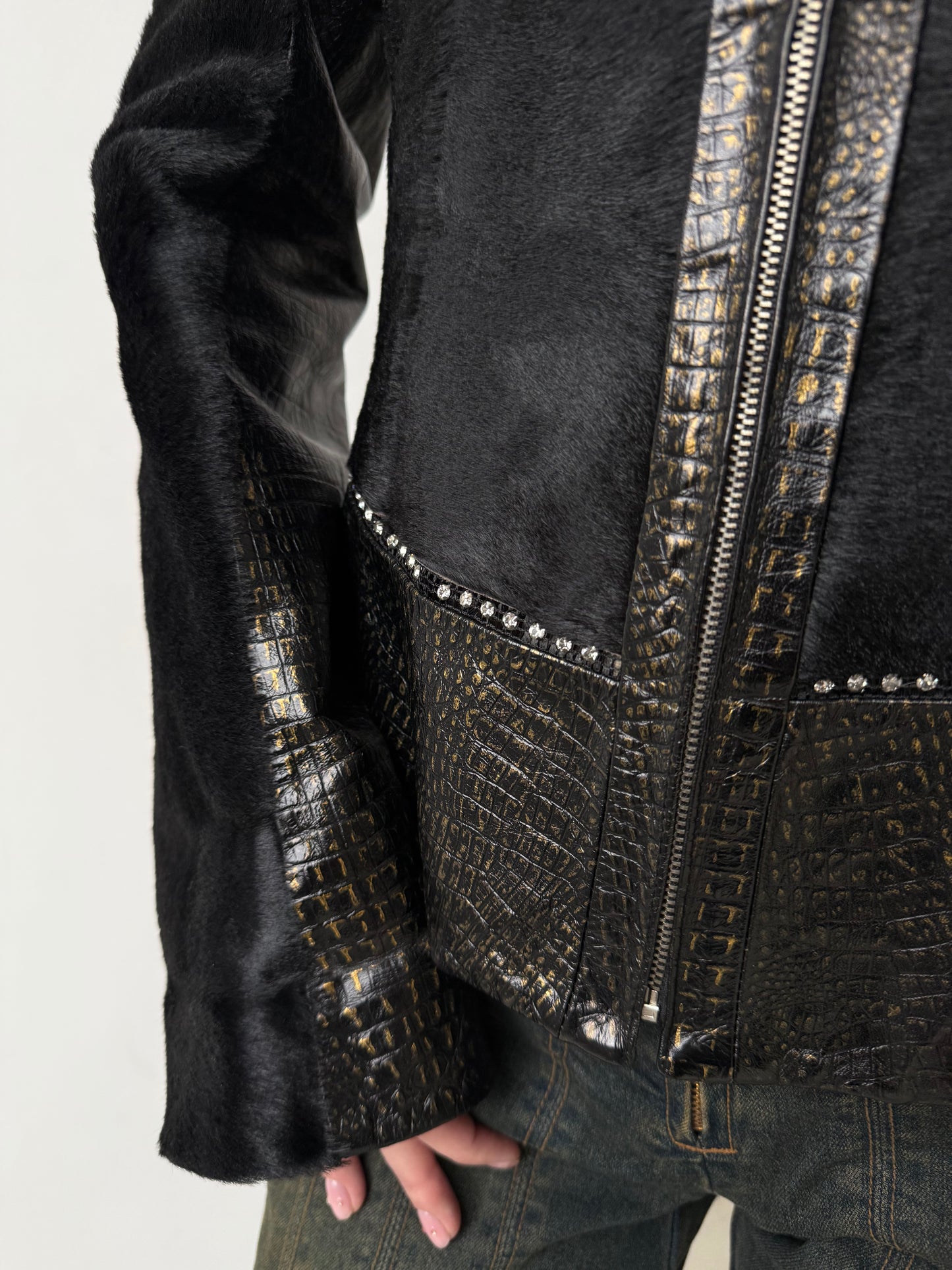 Vintage fitted leather jacket TWINKLING GLOBAL
