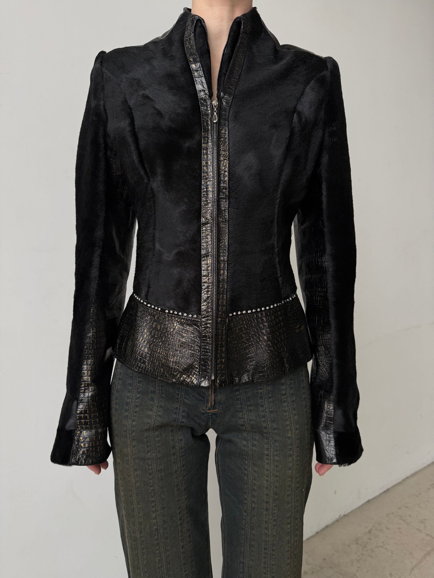 Vintage fitted leather jacket TWINKLING GLOBAL