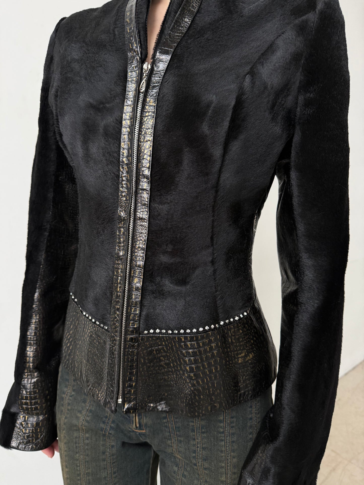 Vintage fitted leather jacket TWINKLING GLOBAL