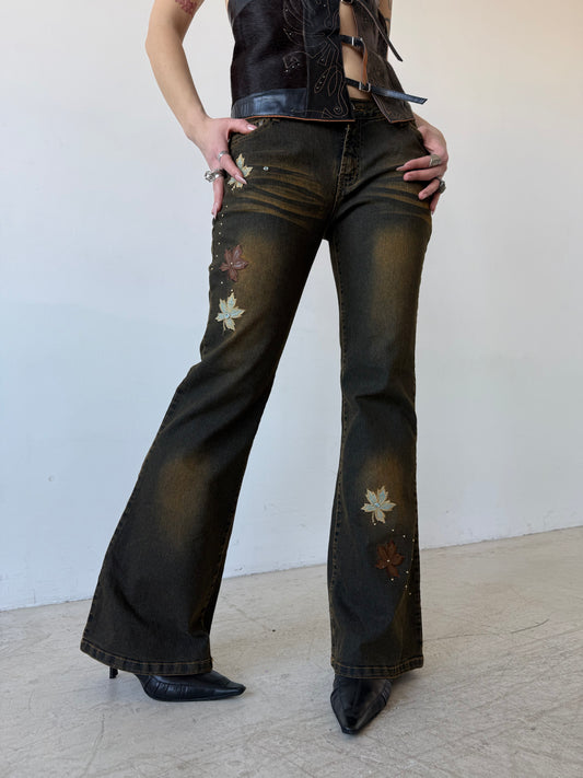 Vintage rust effect flared jeans TWINKLING GLOBAL