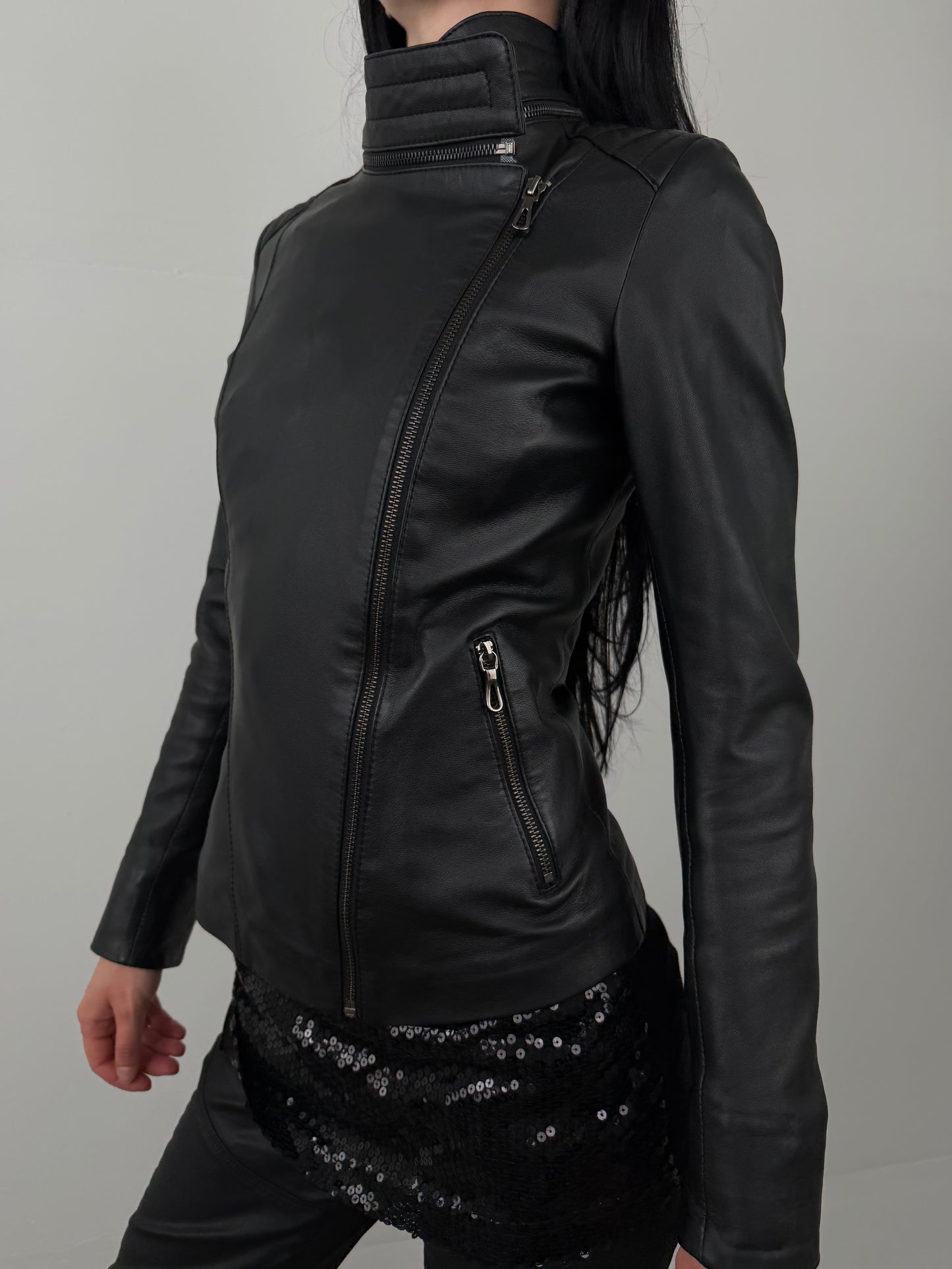 Vintage leather transformable jacket TWINKLING GLOBAL