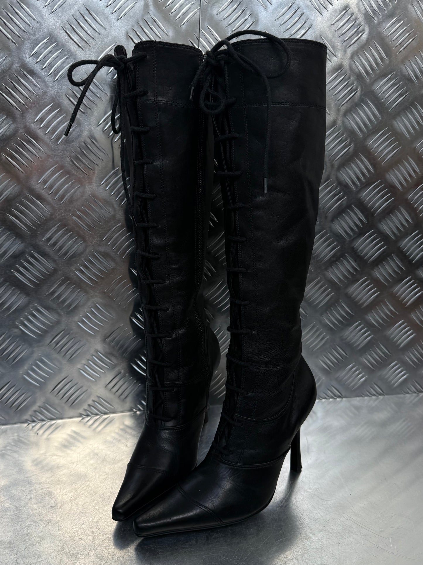 Vintage leather lace-up boots River Island TWINKLING GLOBAL