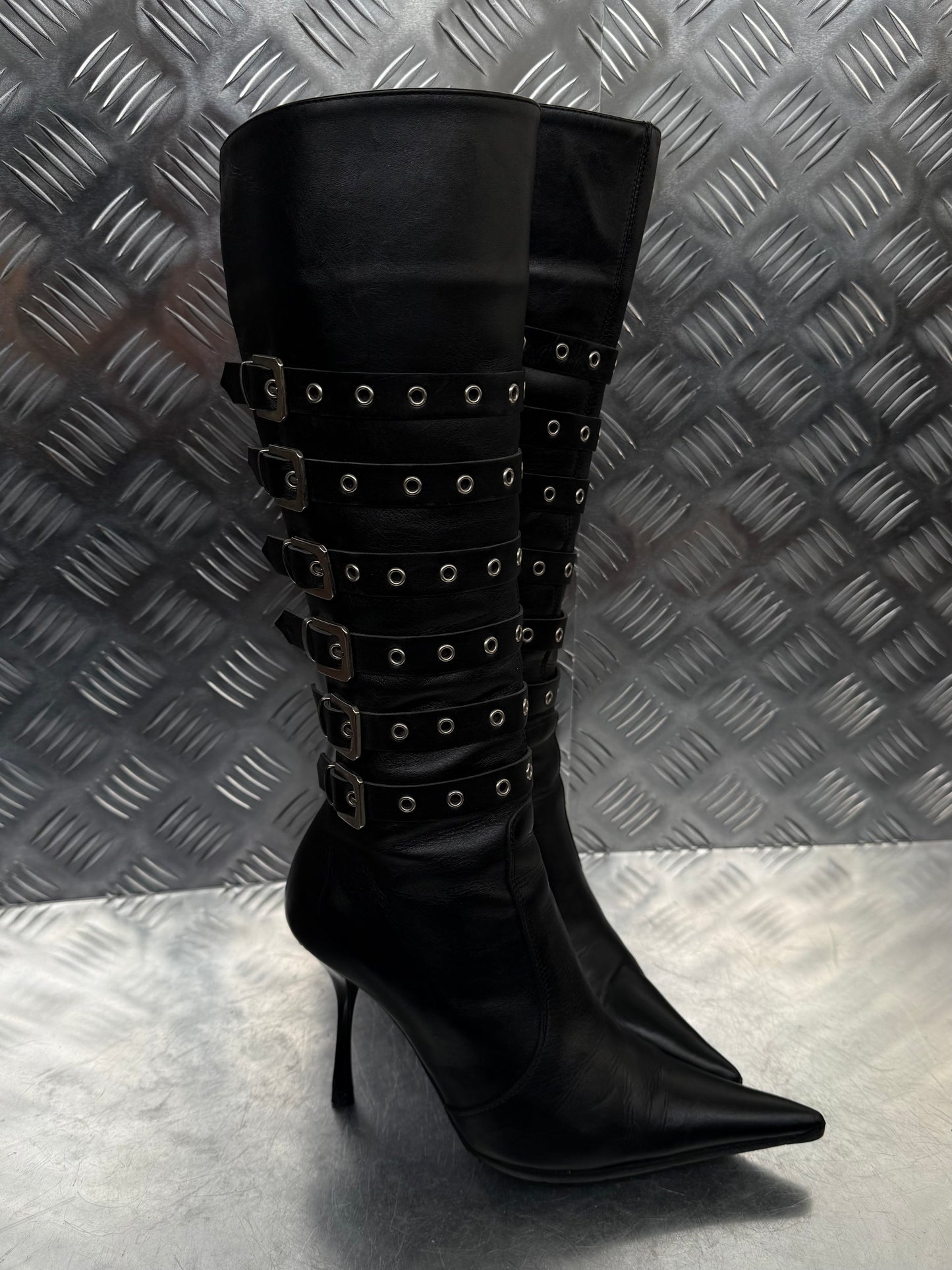Vintage leather buckle boots TWINKLING GLOBAL