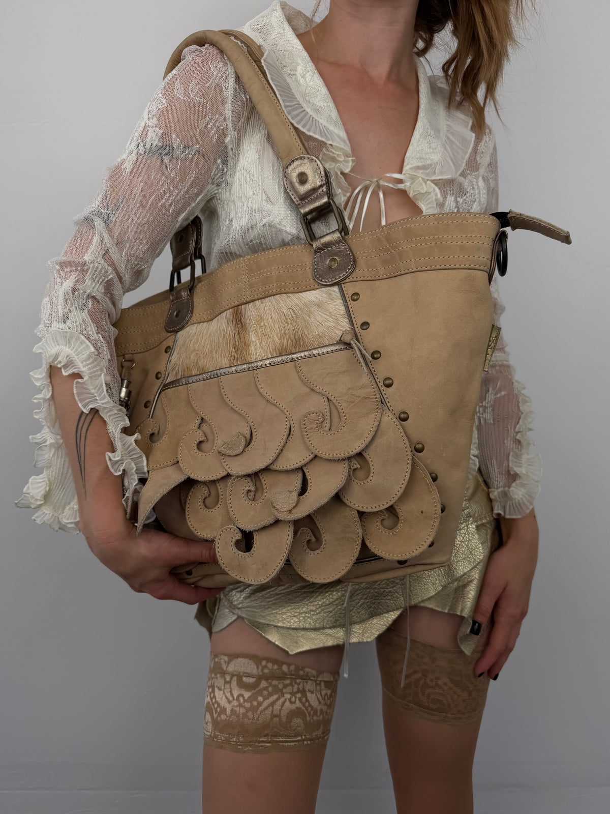 Vintage suede leather bag TWINKLING GLOBAL