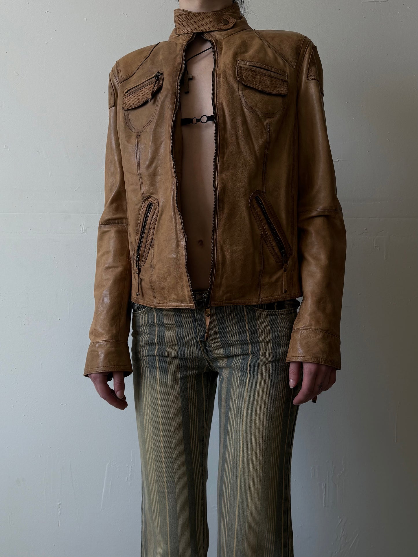 Vintage fitted leather jacket