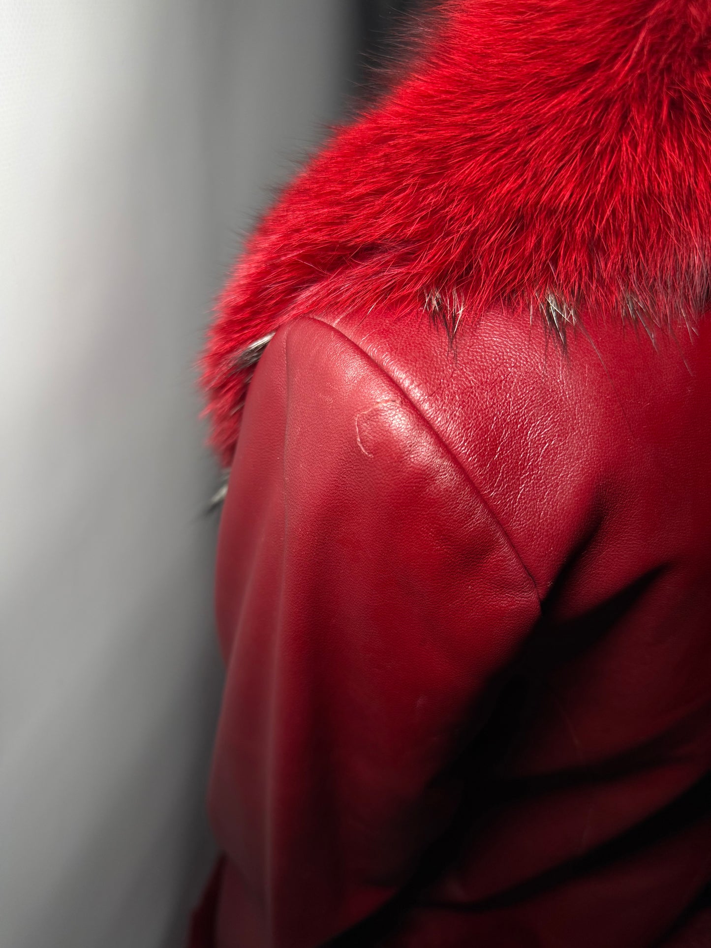 Vintage Red Leather Wrap Jacket TWINKLING GLOBAL