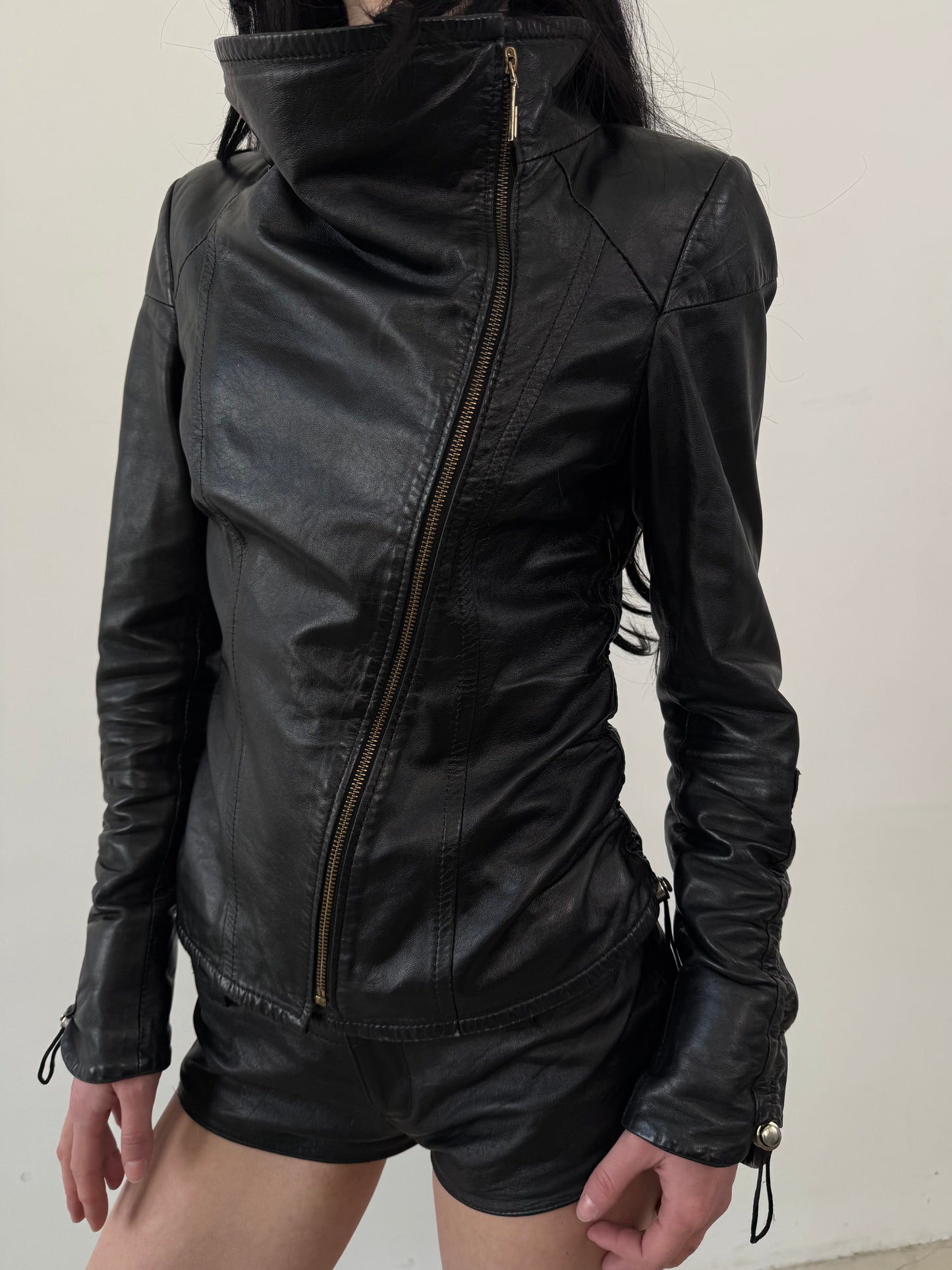 Vintage fitted leather jacket TWINKLING GLOBAL