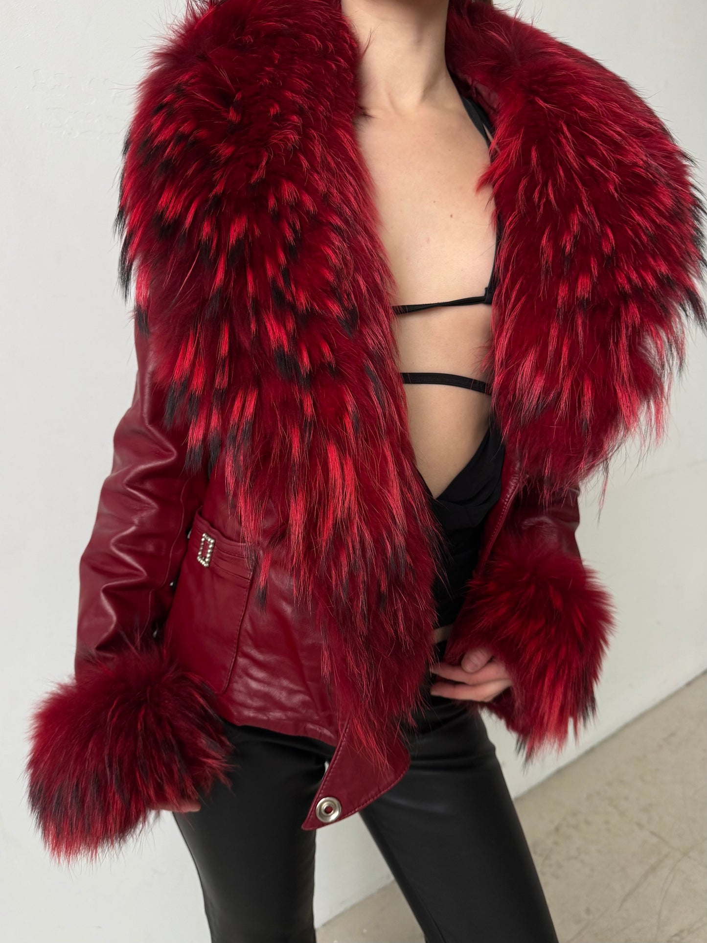 Vintage red leather jacket