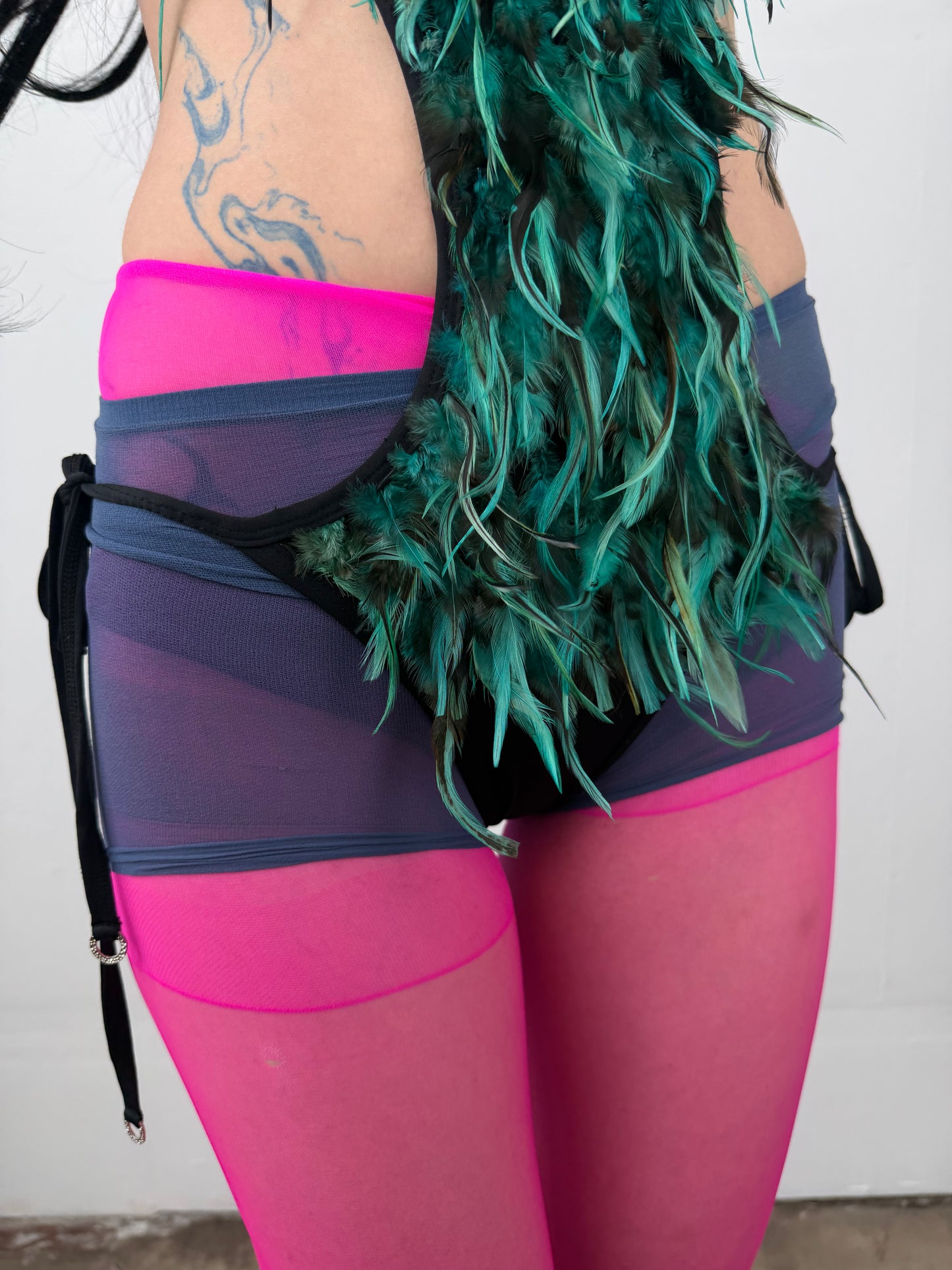 Feather-trimmed bodysuit swimsuit TWINKLING GLOBAL