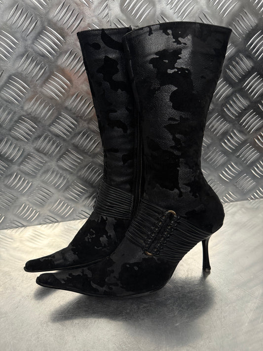 Vintage Black Leather boots TWINKLING GLOBAL