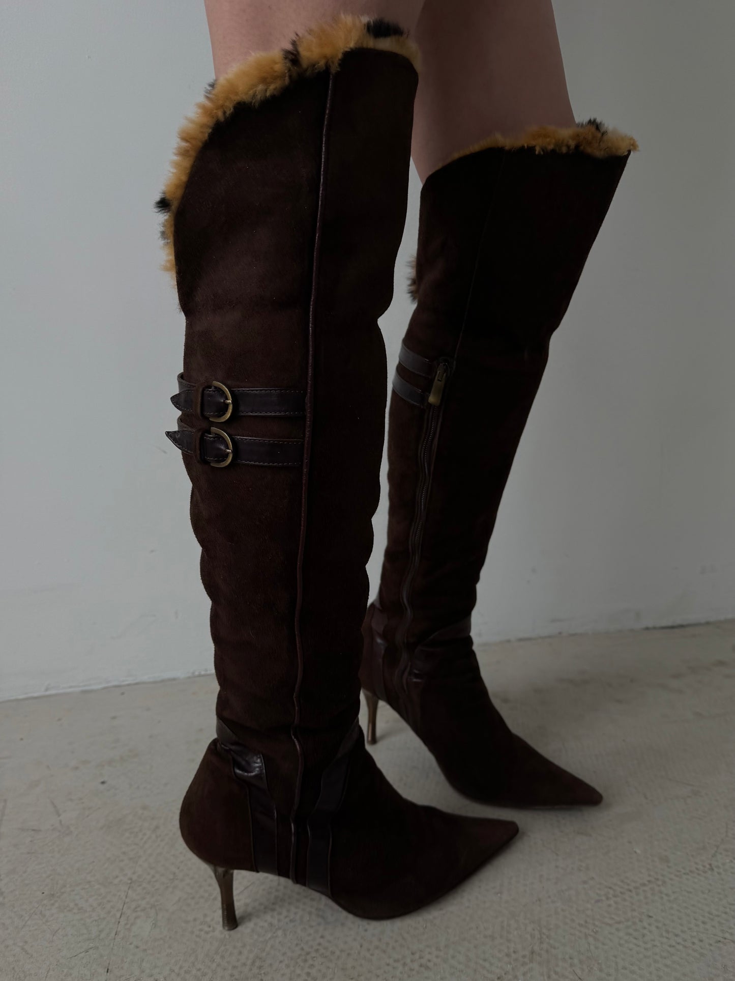 Vintage Italian suede leather boots TWINKLING GLOBAL