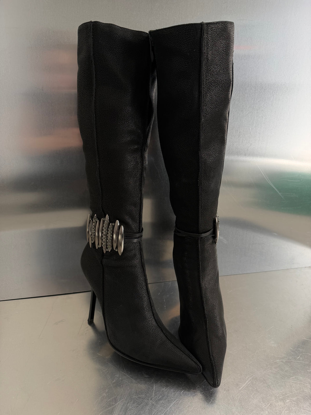 Basconi leather ankle boots with rhinestone detail TWINKLING GLOBAL