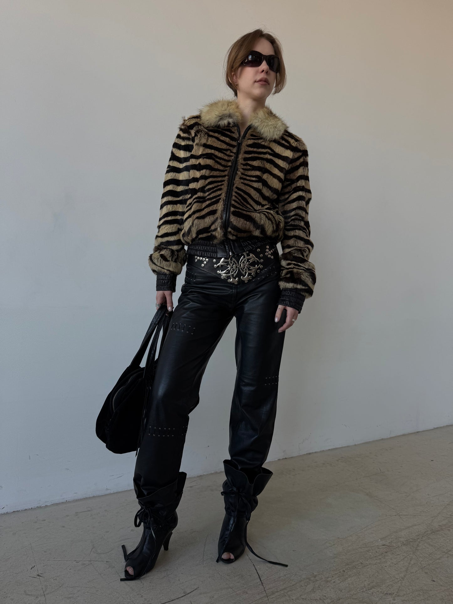 Vintage leather jacket tiger-print TWINKLING GLOBAL
