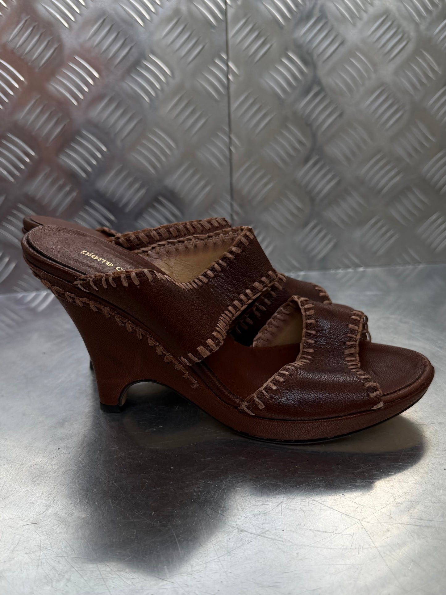 Vintage Italian leather platform mules TWINKLING GLOBAL