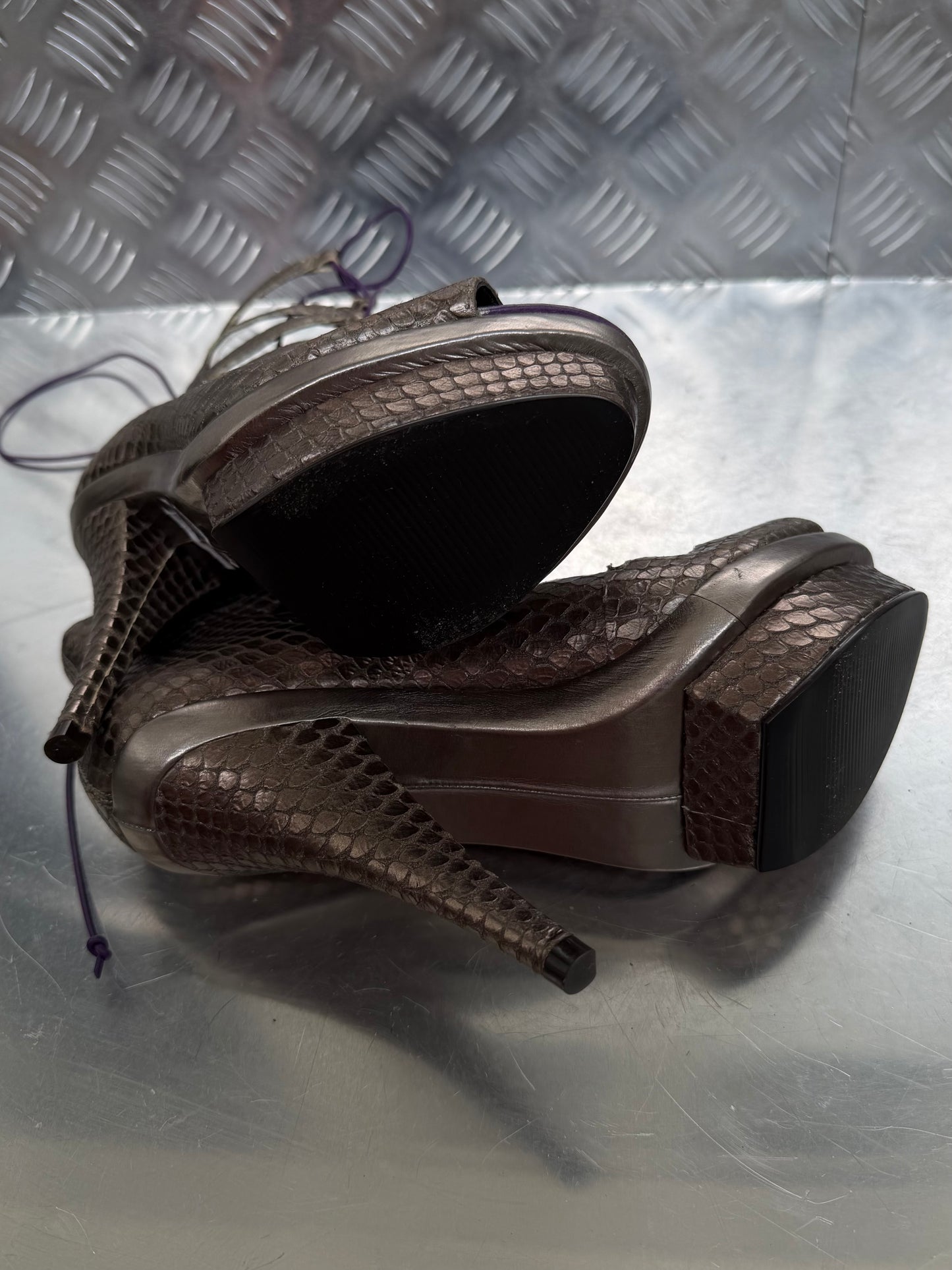 Vintage leather lace-up heels by Faith TWINKLING GLOBAL