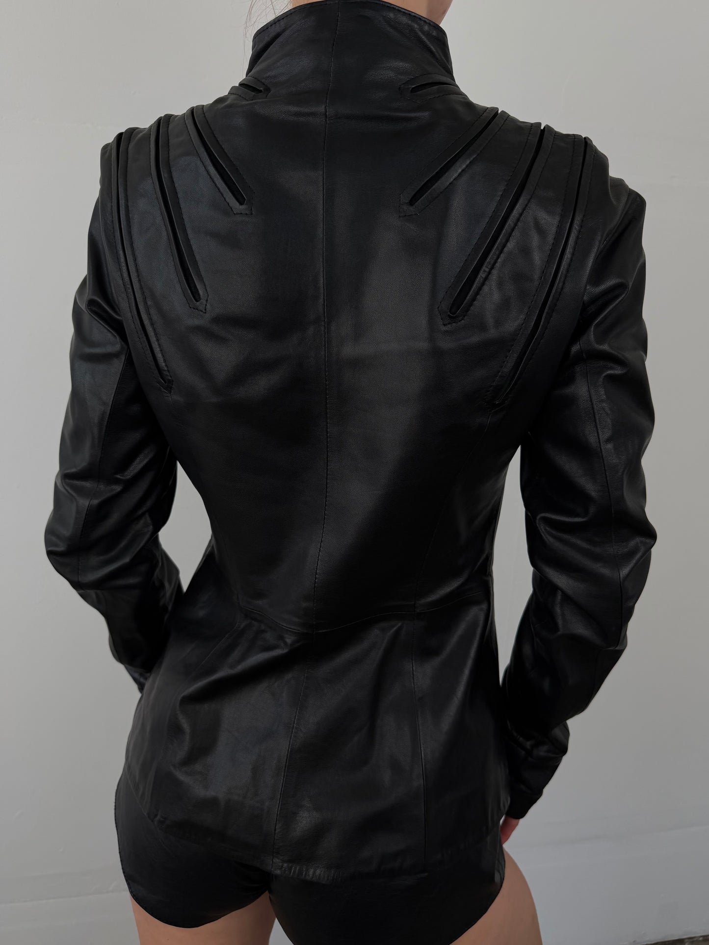 Vintage fitted leather jacket TWINKLING GLOBAL