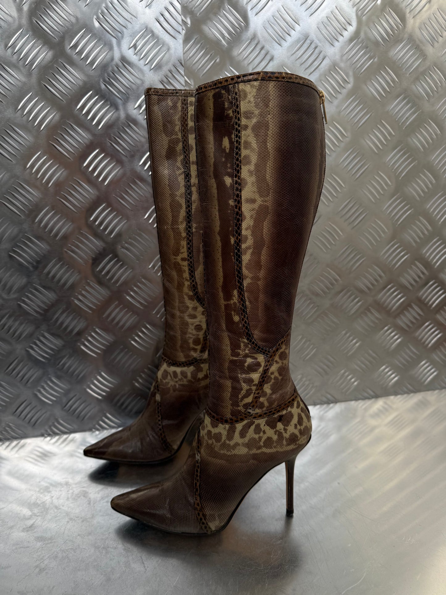 Vintage Jimmy Choo leather animal-pattern boots Twinkling Global