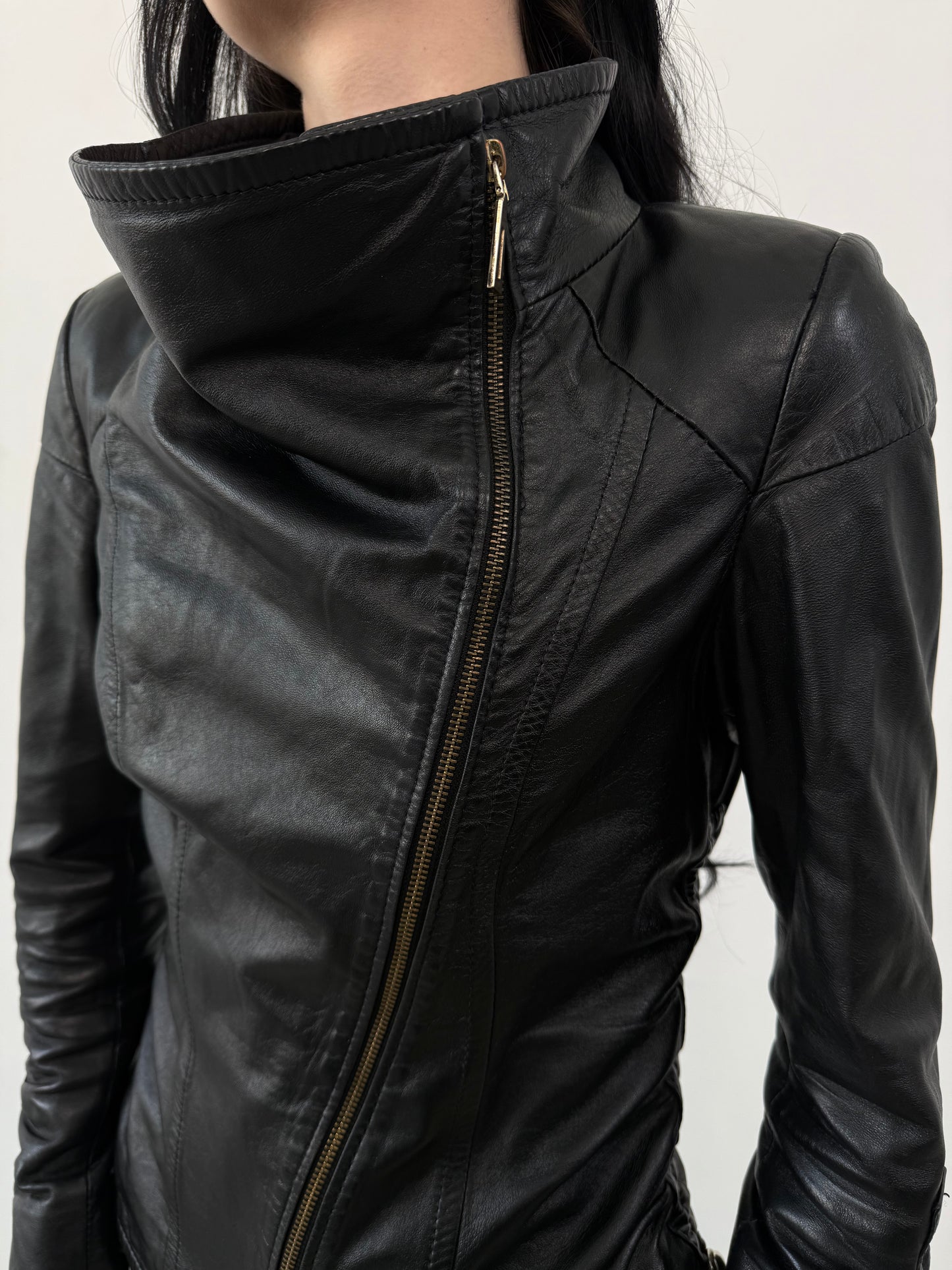 Vintage fitted leather jacket TWINKLING GLOBAL
