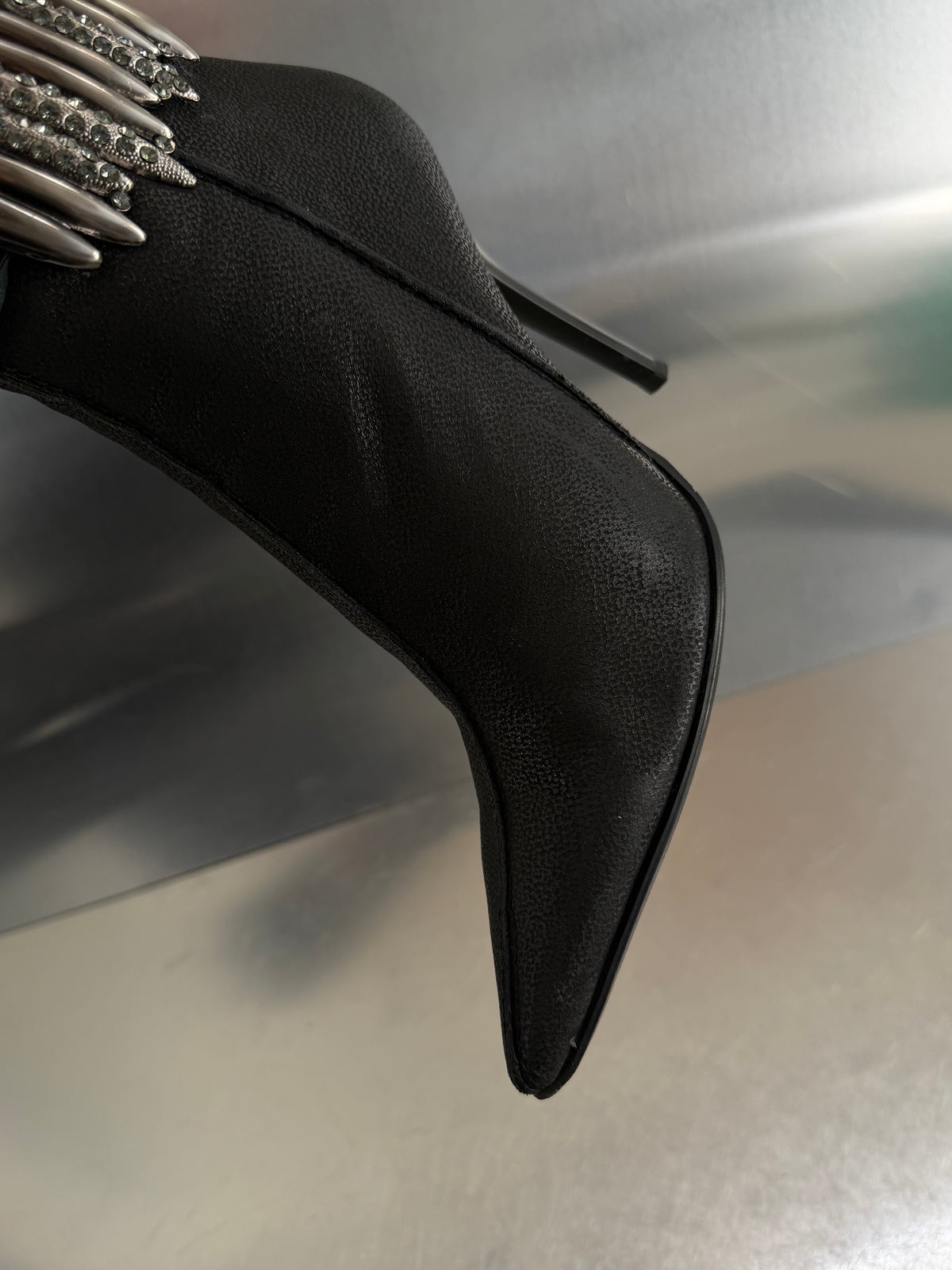 Basconi leather ankle boots with rhinestone detail TWINKLING GLOBAL