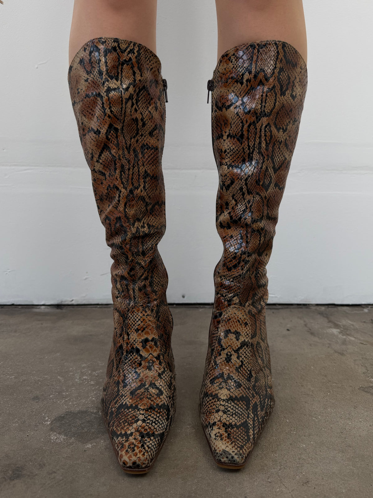 Vintage brown leather boots with metal heel TWINKLING GLOBAL