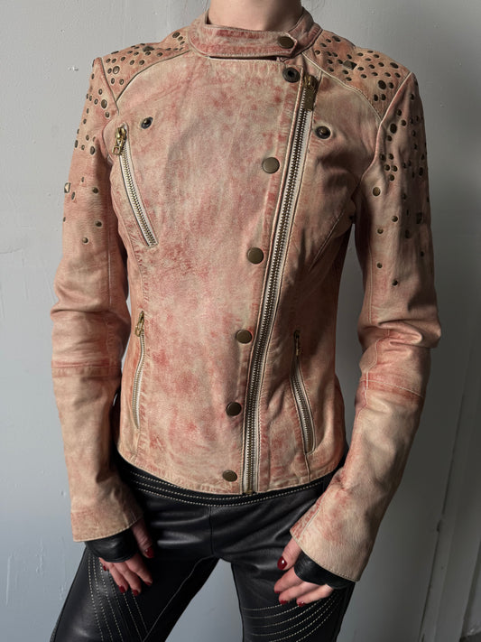 Vintage leather jacket with studs TWINKLING GLOBAL